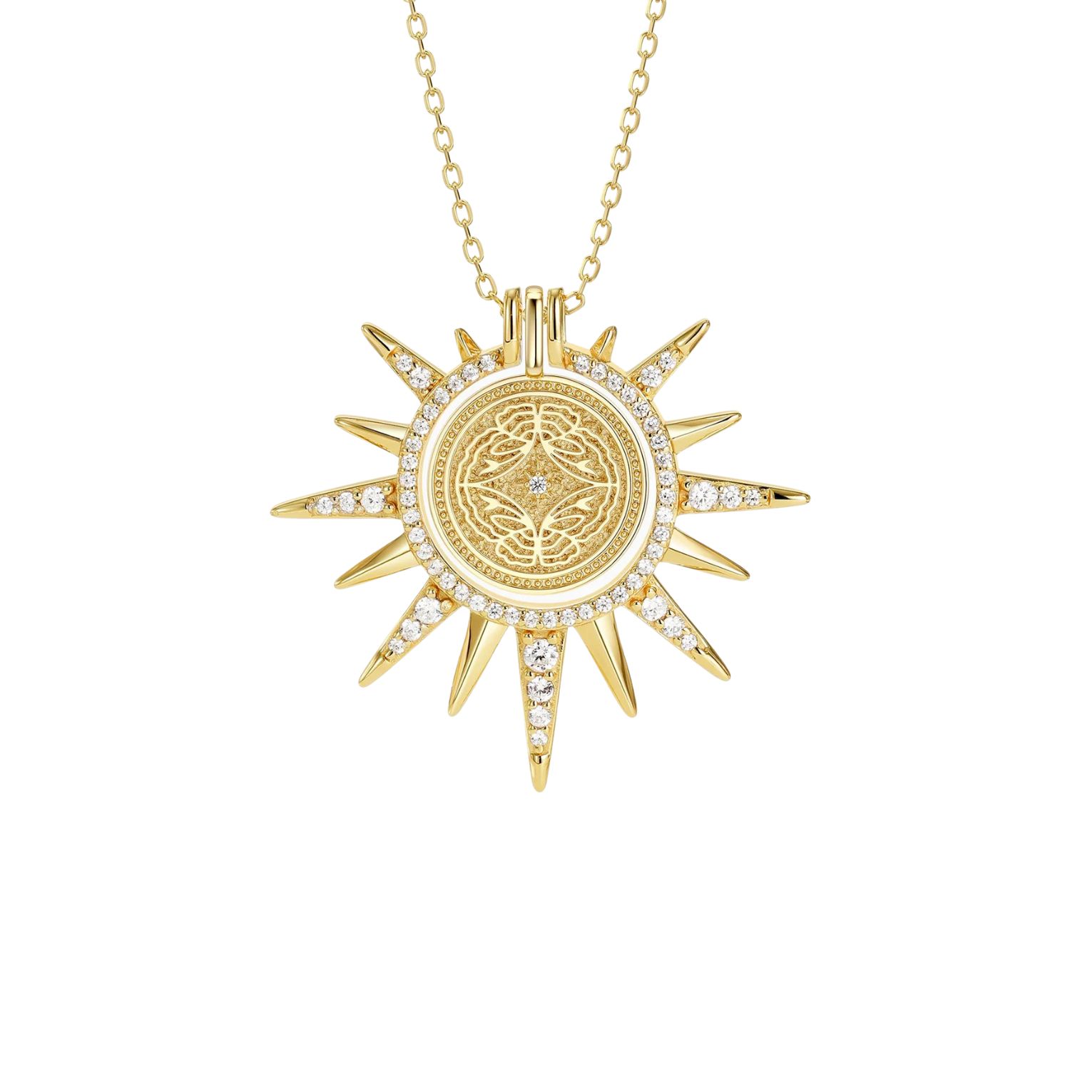 Vanimy Women's Gold Butterfly Becoming Medallion Sunburst Necklace