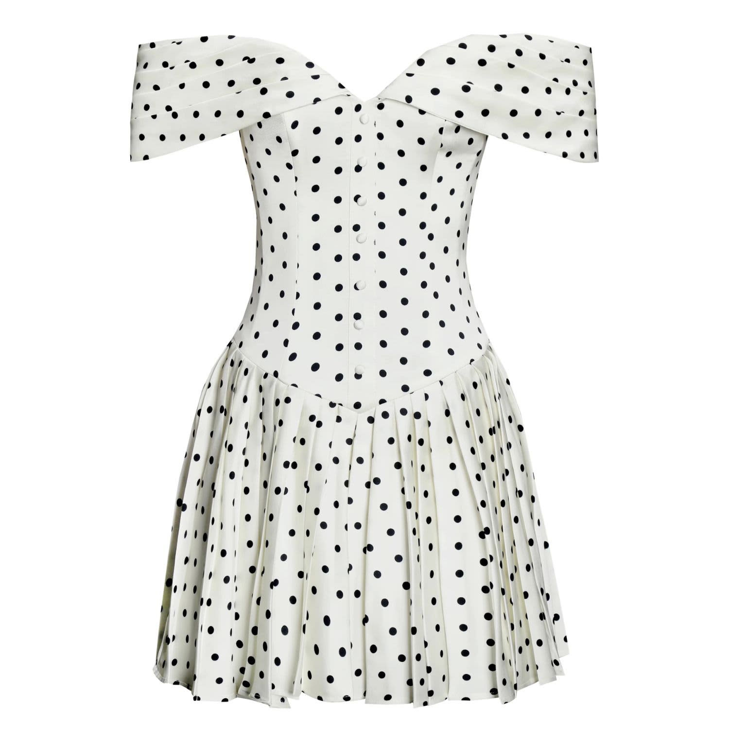 Edeline Polka Dot Off-Shoulder Pleated Mini Dress | Miss