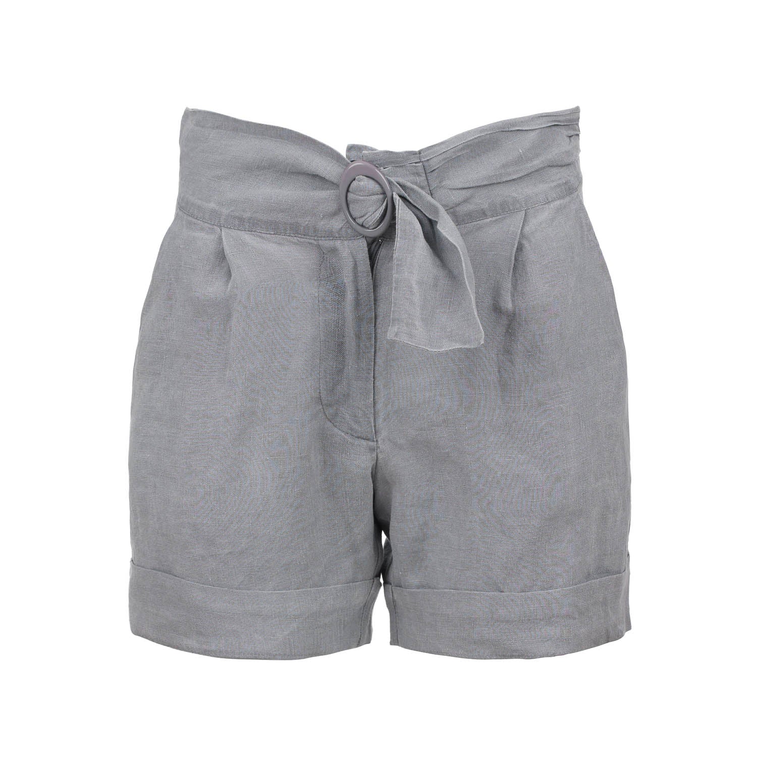 Organic Linen Shorts With Faux Belt Detail, Conquista