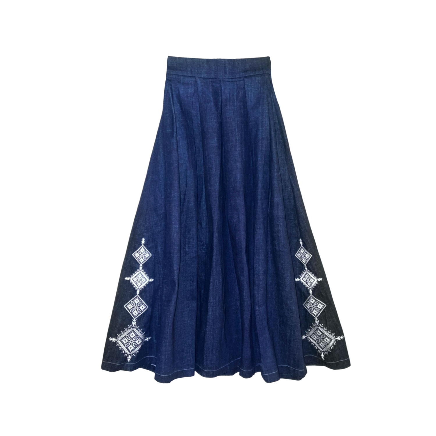 L2r The Label Women's Embellished Emberloom Maxi Skirt In Dark Blue Denim