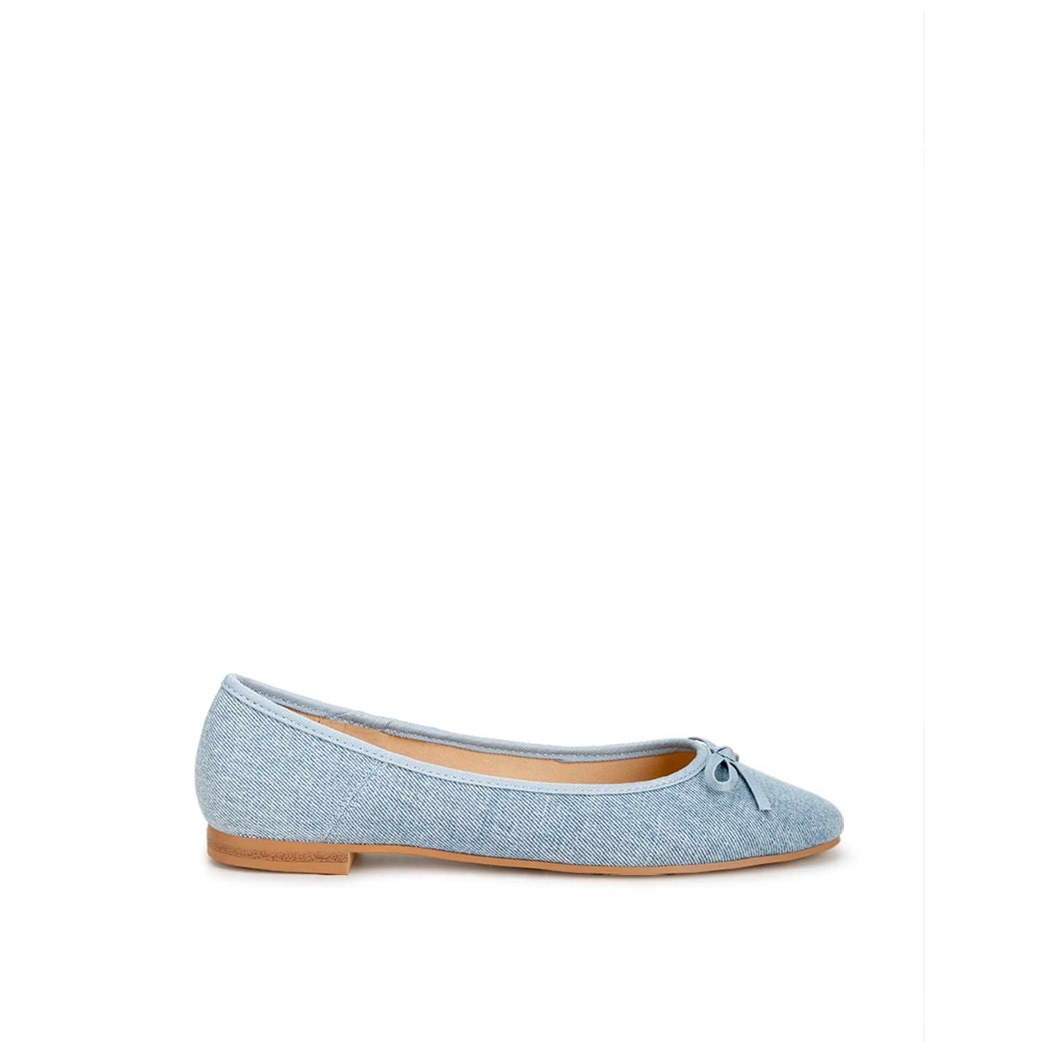 Rag & Co Vigilante Bow Detail Denim Ballerinas In Blue