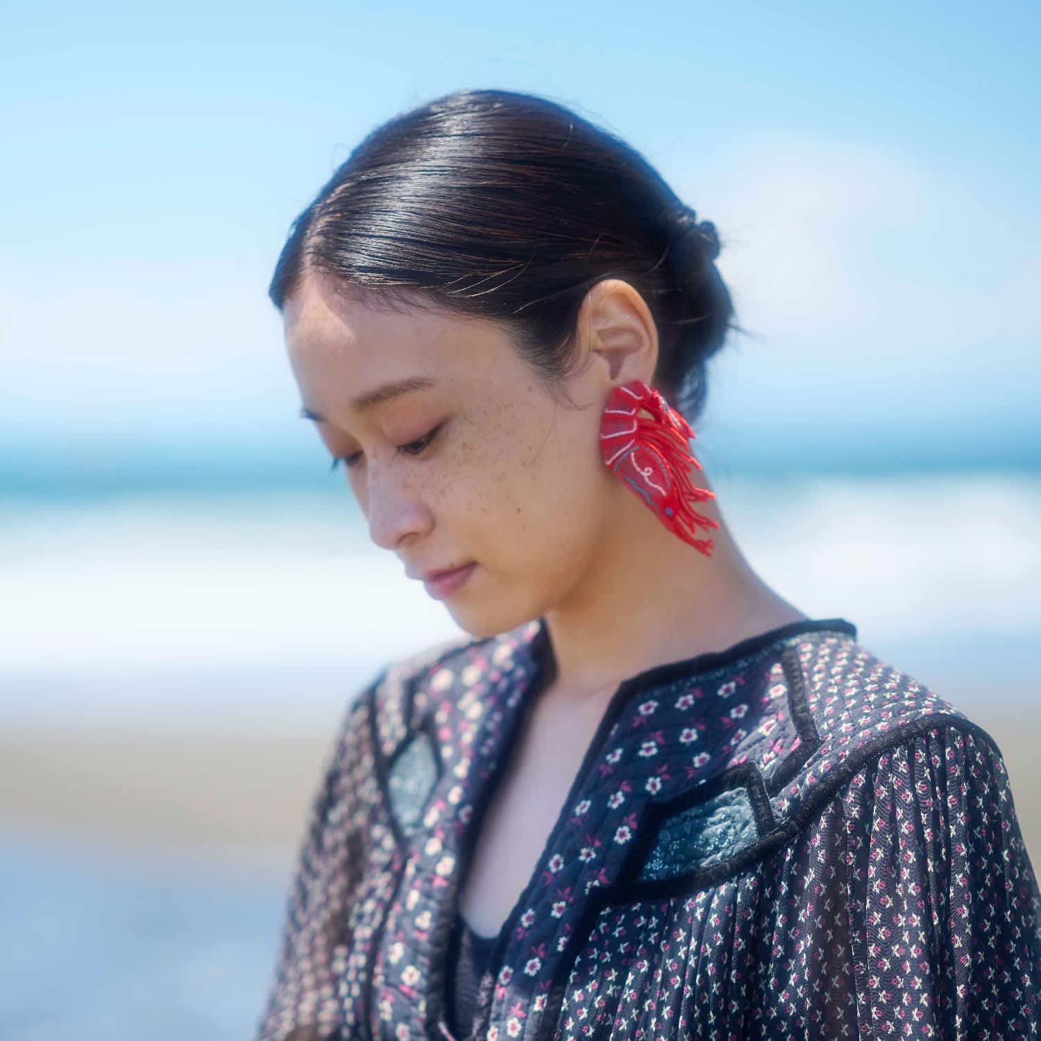 Shrimps Statement Sculptural Earrings - Red | NANA WATANABE | Wolf 
