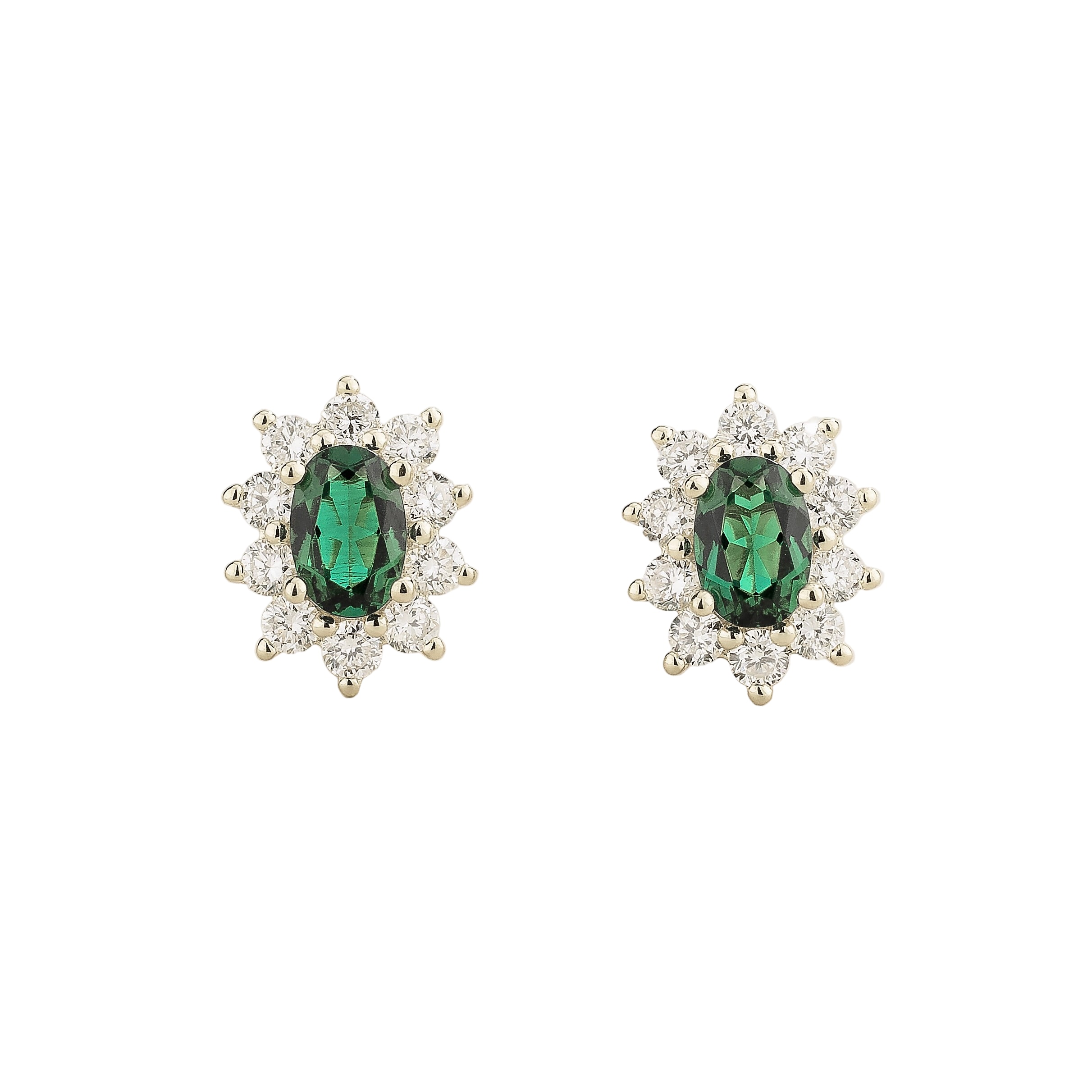 Juvetti Women's Green / White Oda White Gold Earrings Emerald & Diamond In Metallic