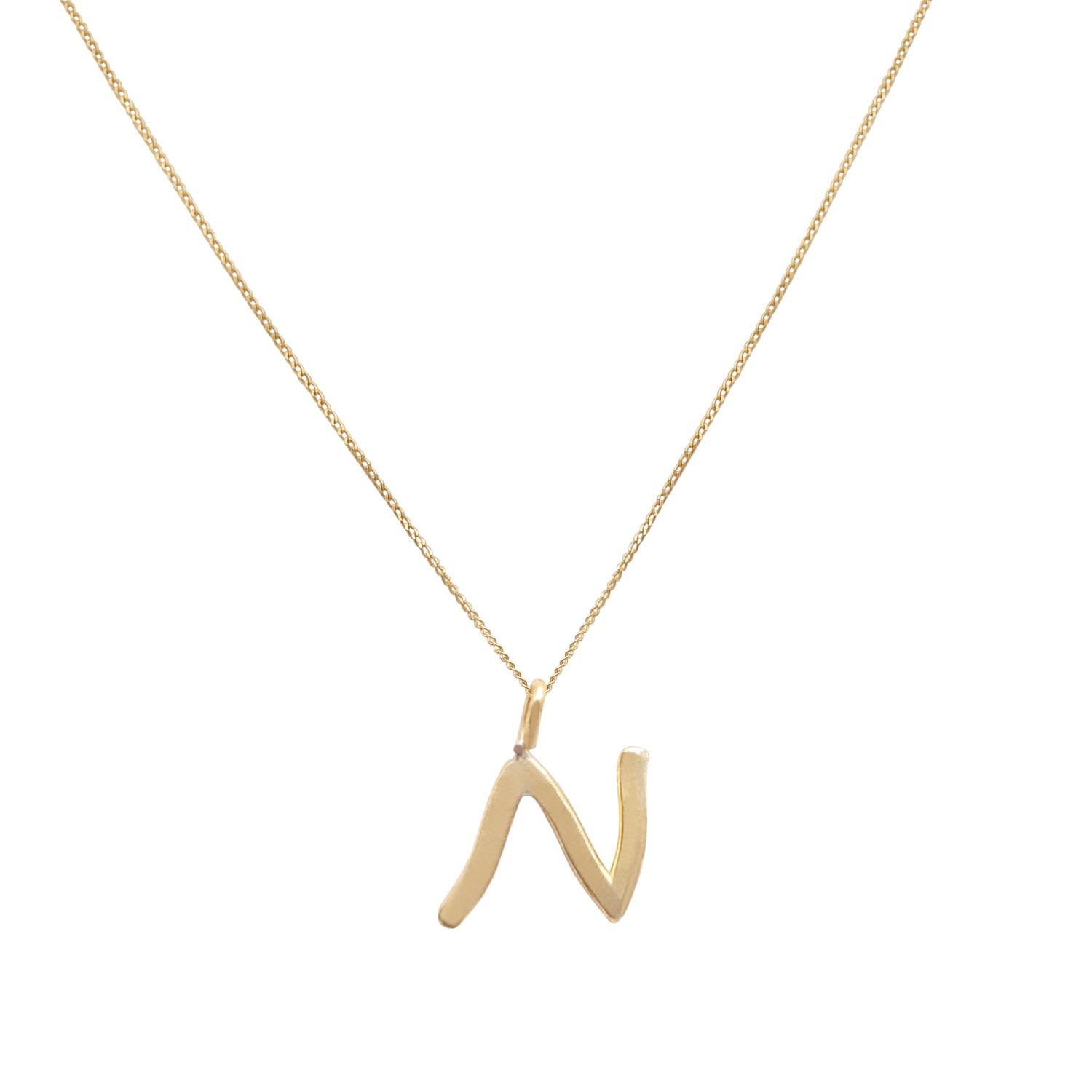 Lily Flo Jewellery Women's Solid Gold Letter N Pendant Necklace