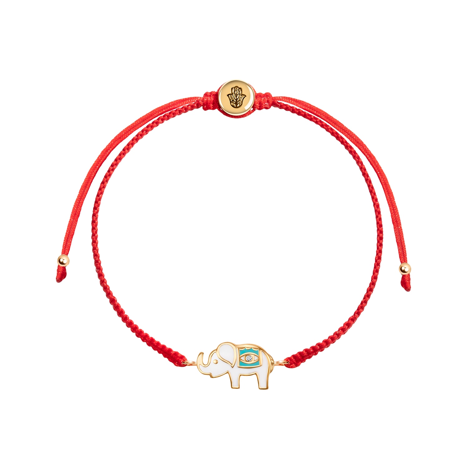 Karma And Luck Women's White / Red Spiritual Strength - Red String Elephant Charm Bracelet
