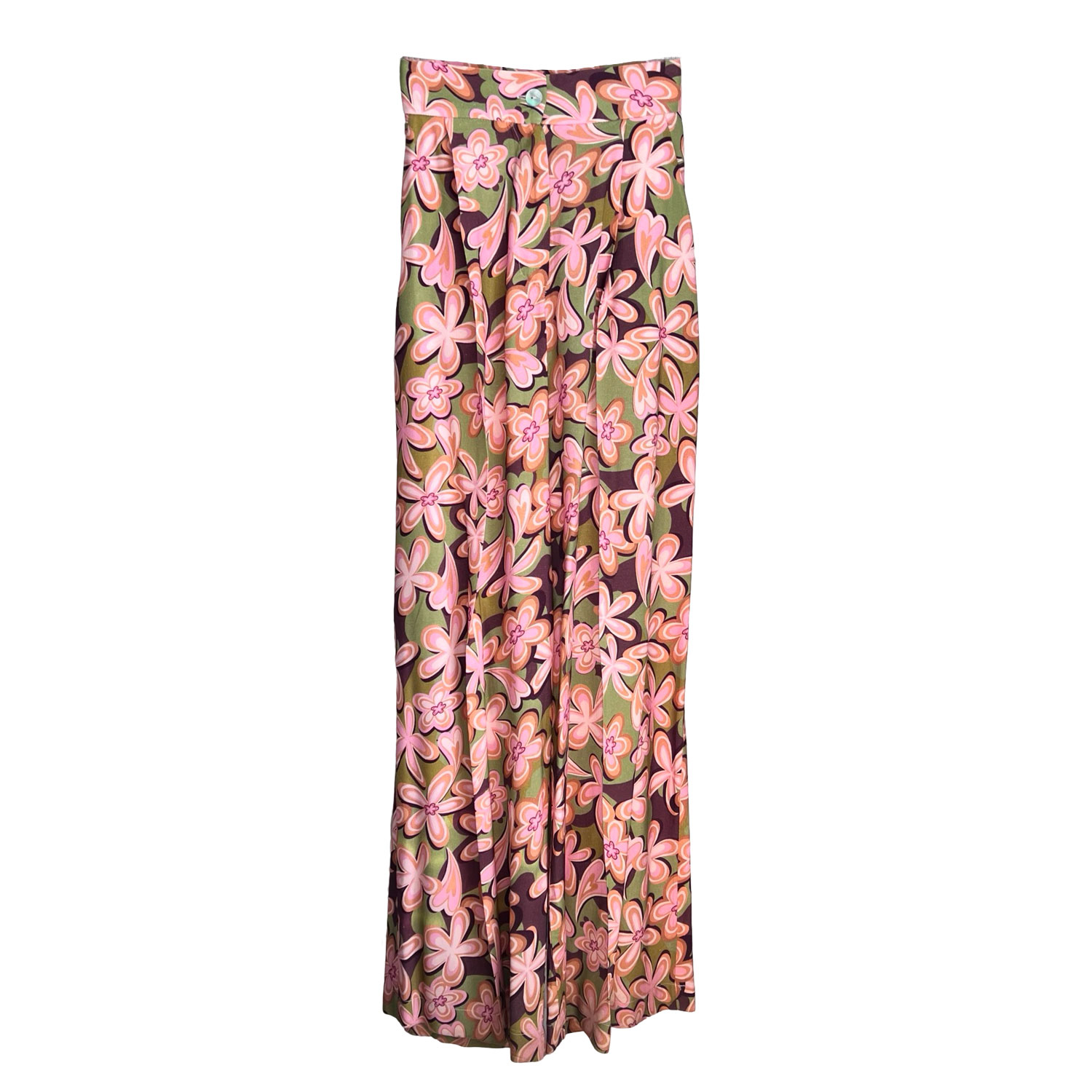 L2r The Label Women's Green / Yellow / Orange Fadwa Wide Leg Pants In Hippie Print In Green/yellow/orange