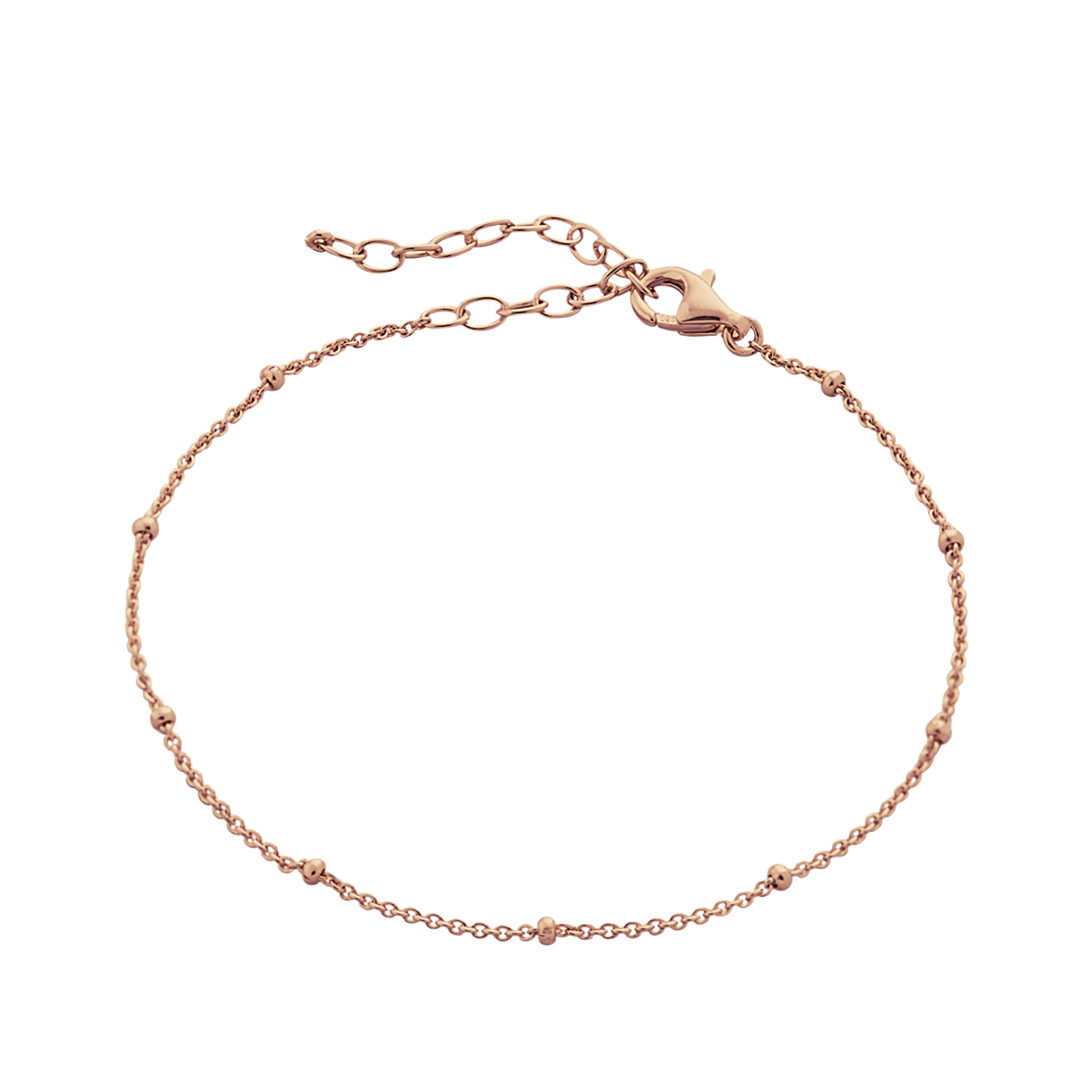 Spero London Women's Bead Curb Chain Sterling Silver Adjustable Satellite Bracelet - Rose Gold In Gold