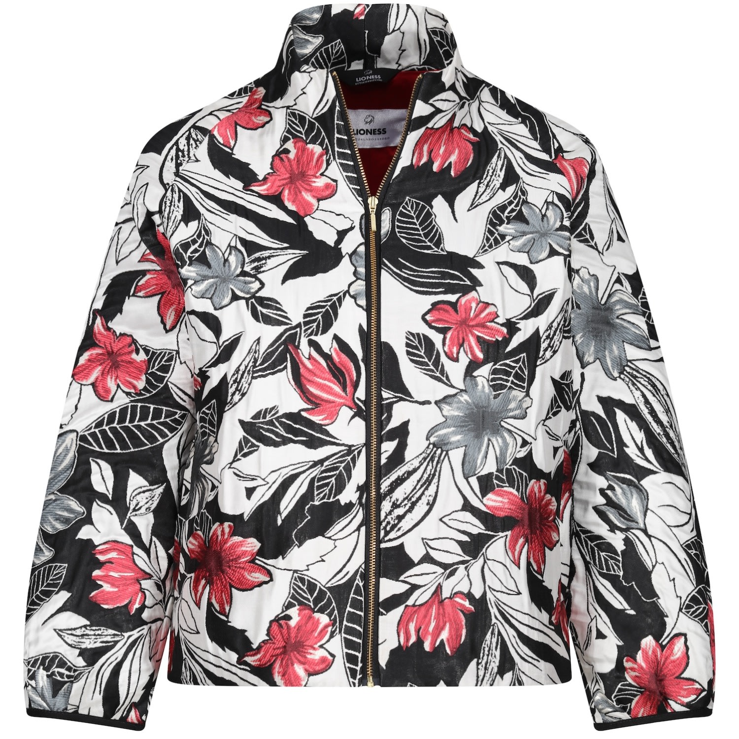 women's black / white / red leafy pearly red jacket small lioness by tf