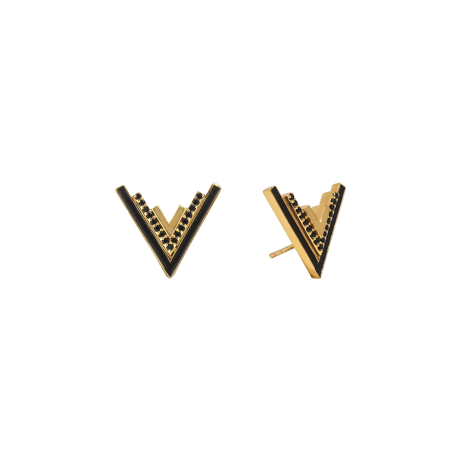 Ogé Jewelry Women's Gold / Black Valor Stud Earrings - Gold In Multi