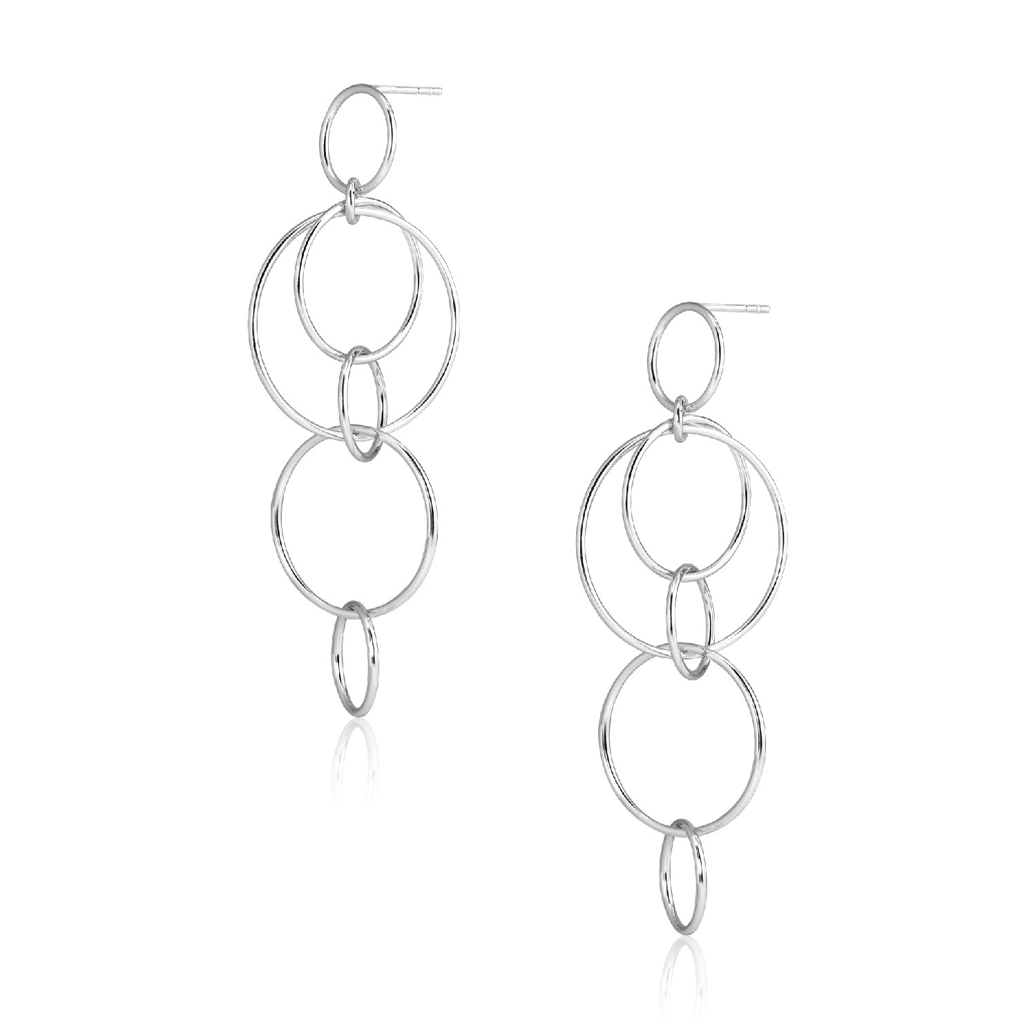 Alura Copenhagen Jewellery Women's Grace Dangle & Drop Earrings With Rings Silver