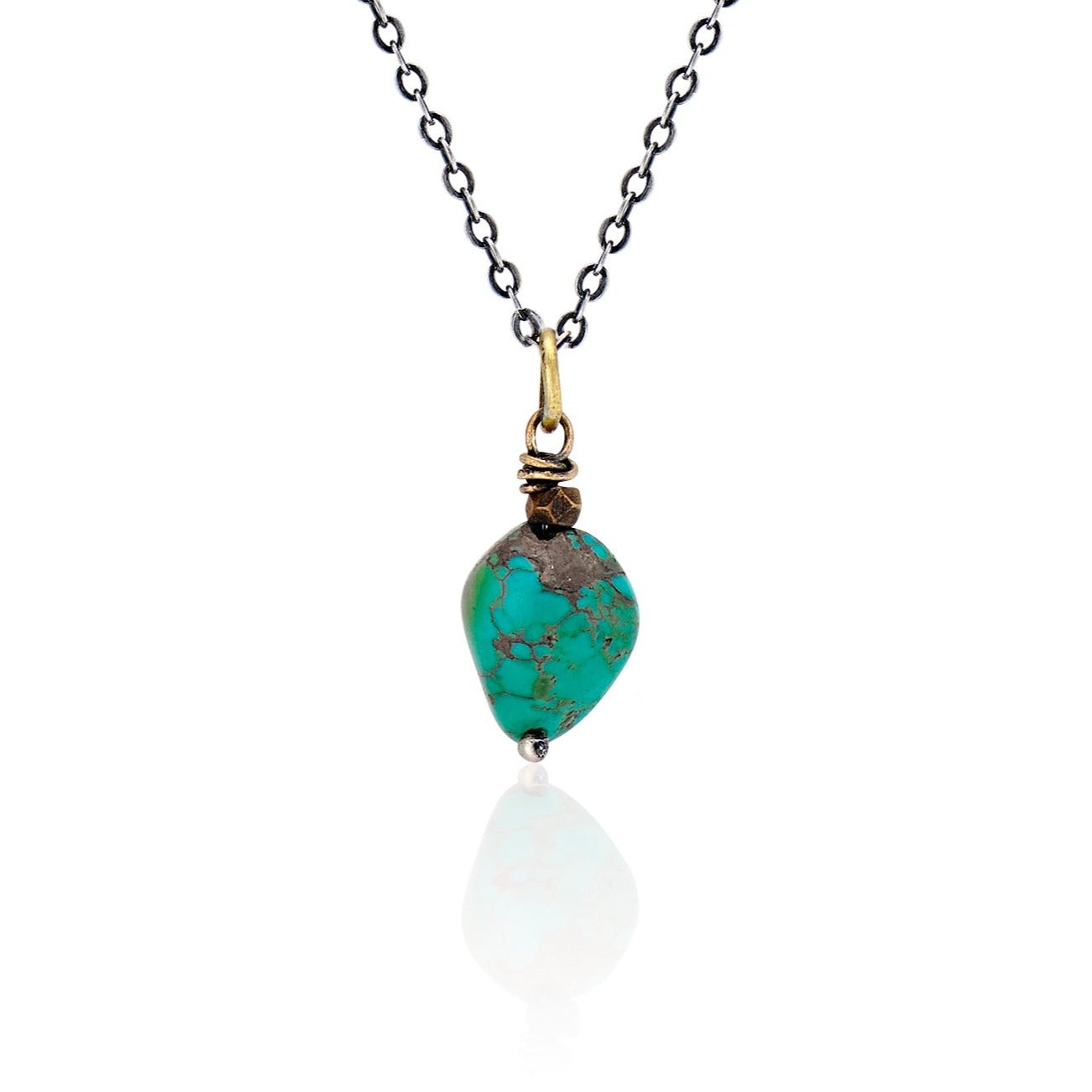 Cartography Men's Green / Blue / Silver Turquoise - Stone Necklace On Sterling Silver Chain