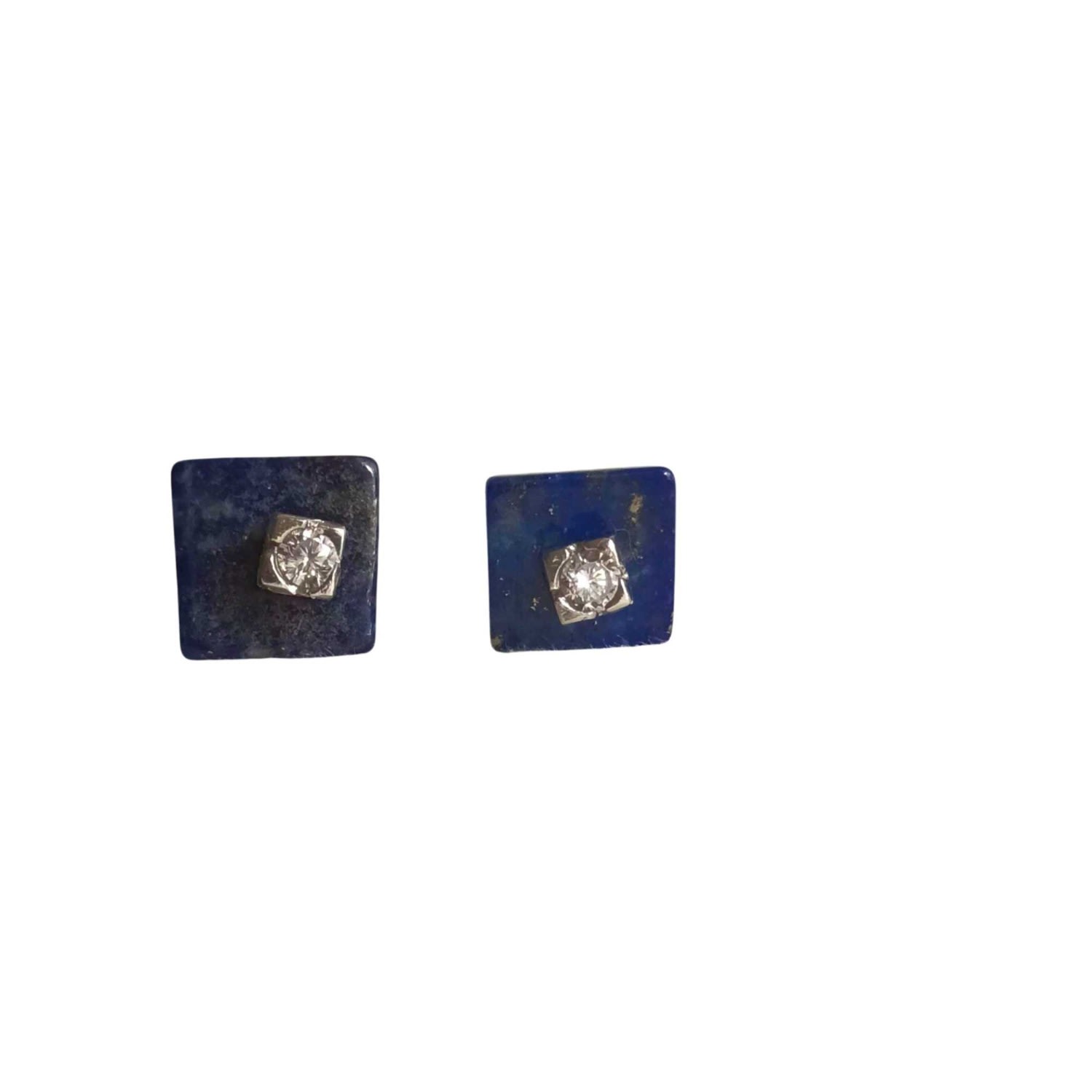 Women’s Lapis Lazuli Square Diamond Stud Earrings Lily Flo Jewellery