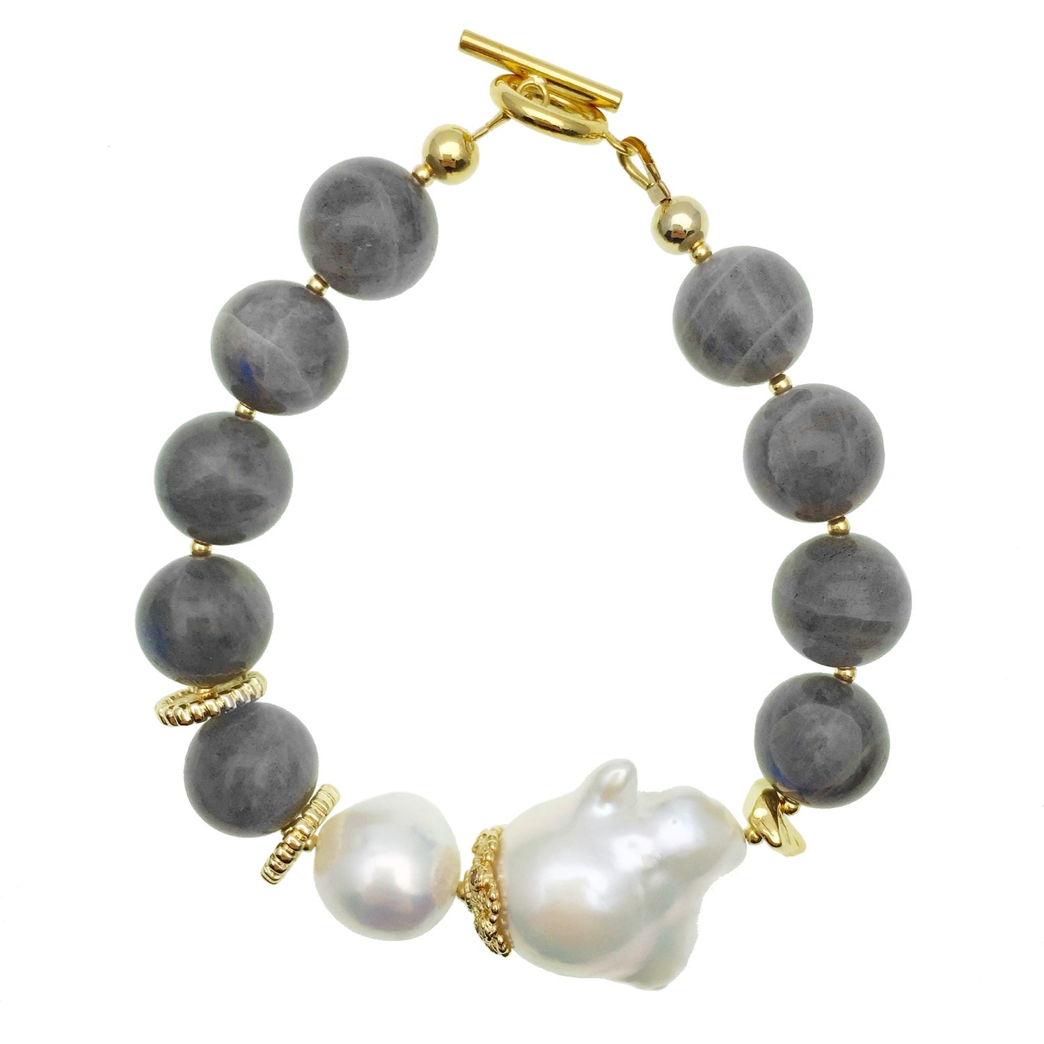 Farra Women's Grey Baroque & Labradorite Bracelet