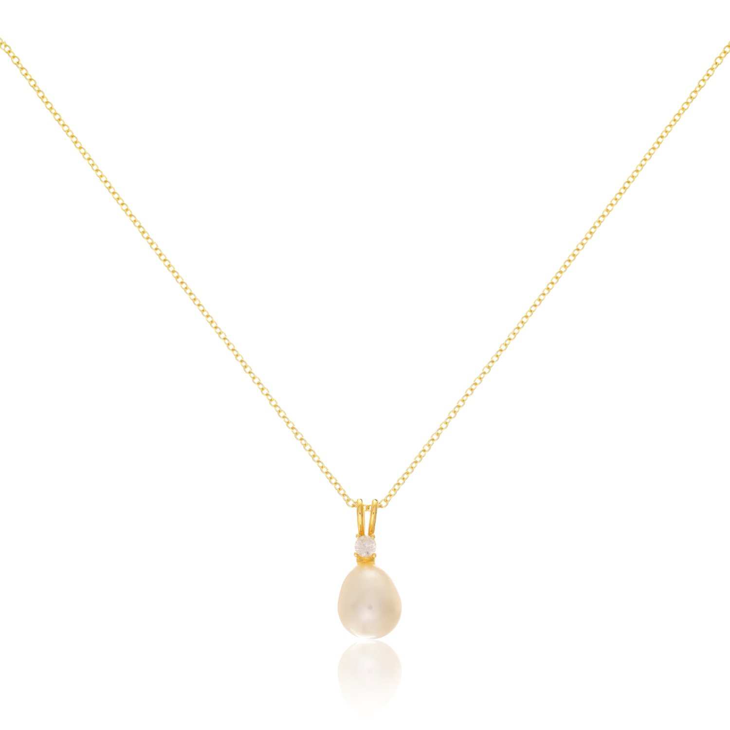 Auree Jewellery Women's Gold / White Drayton White Pearl & Cubic Zirconia Yellow Gold Vermeil Oval Pendant In Multi