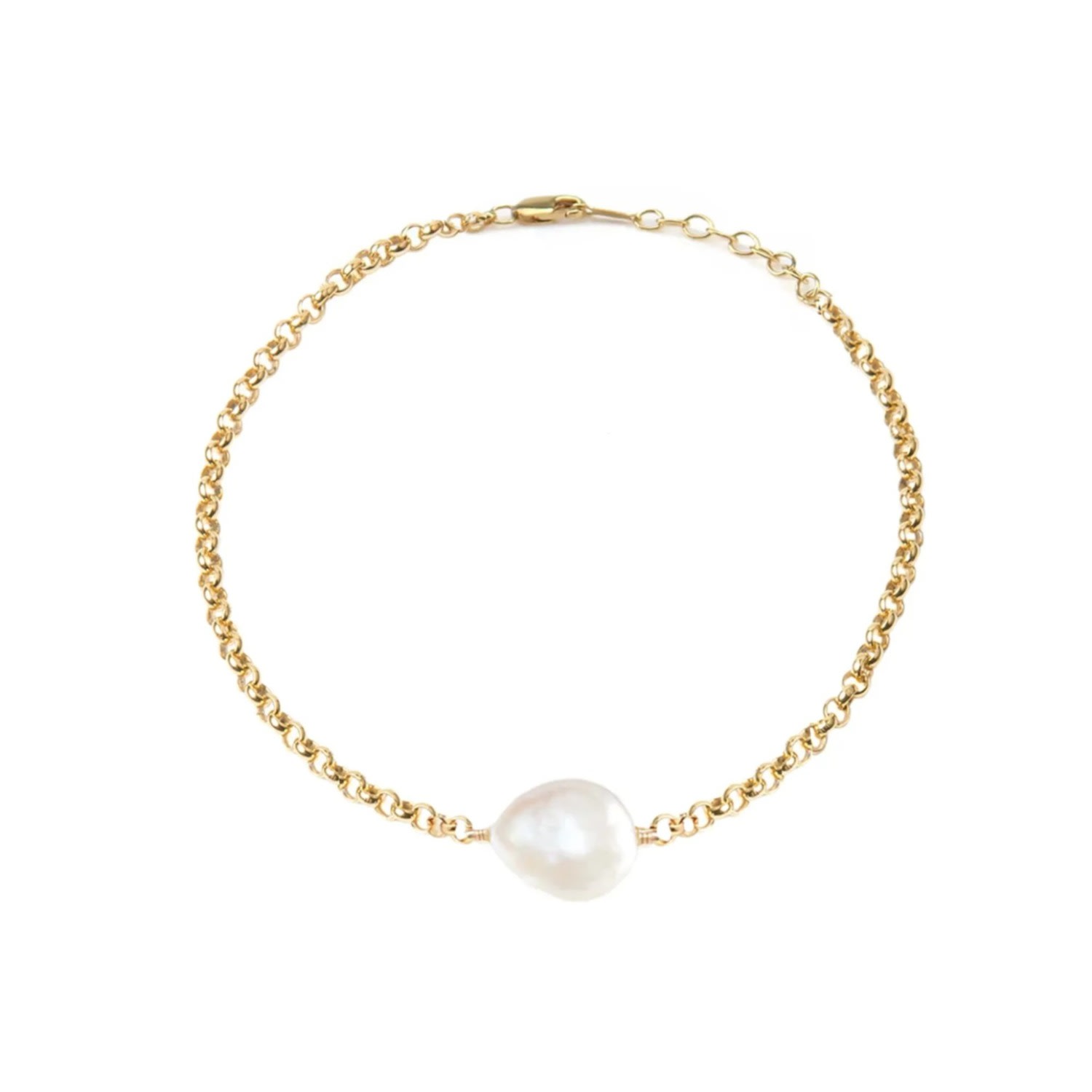 Ella Palm Women's Gold / White Layla  Baroque Pearl Chain Gold Bracelet