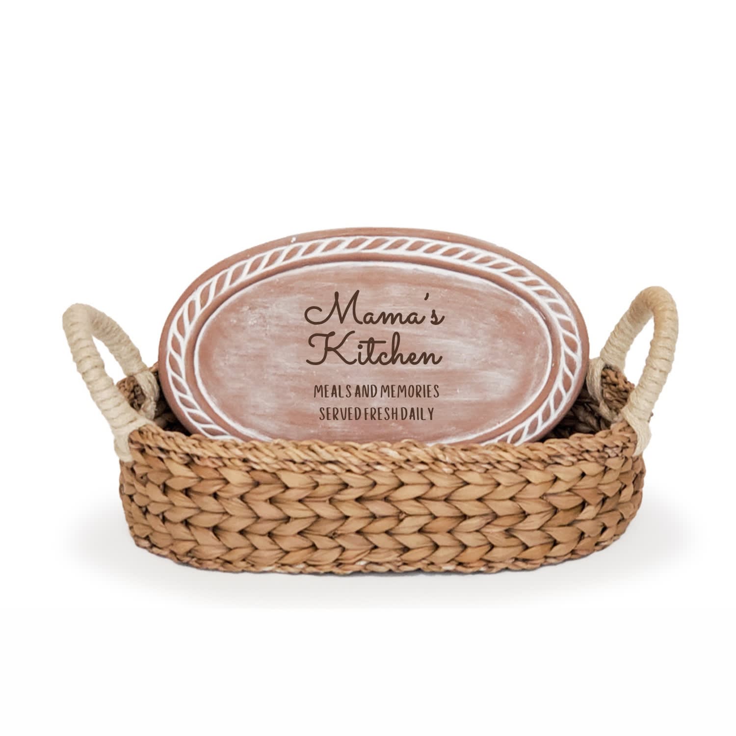 Korissa Brown Bread Warmer & Wicker Basket - Mom Oval