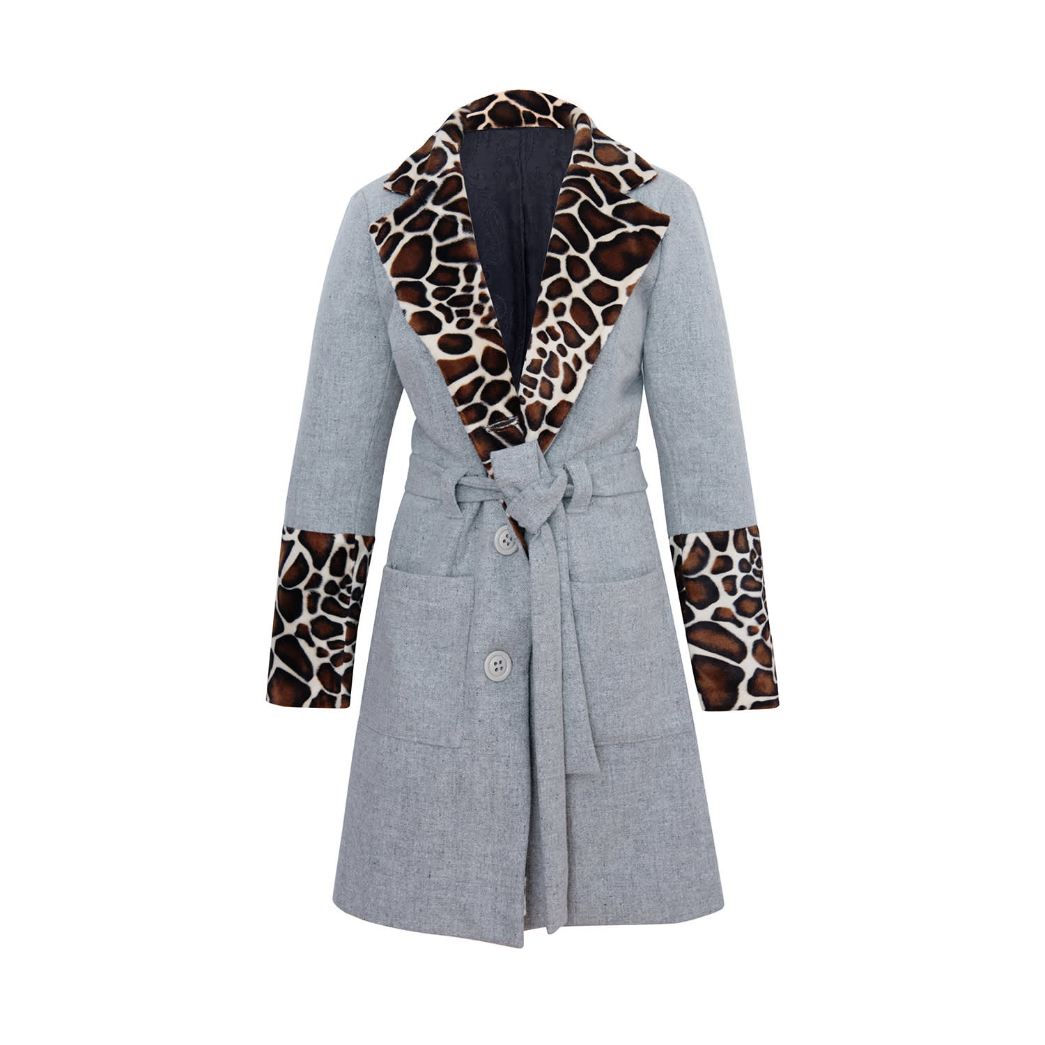 Toma Women's Grey / Black City Faux Fur & Cotton Coat Autumn Winter In Grey/black