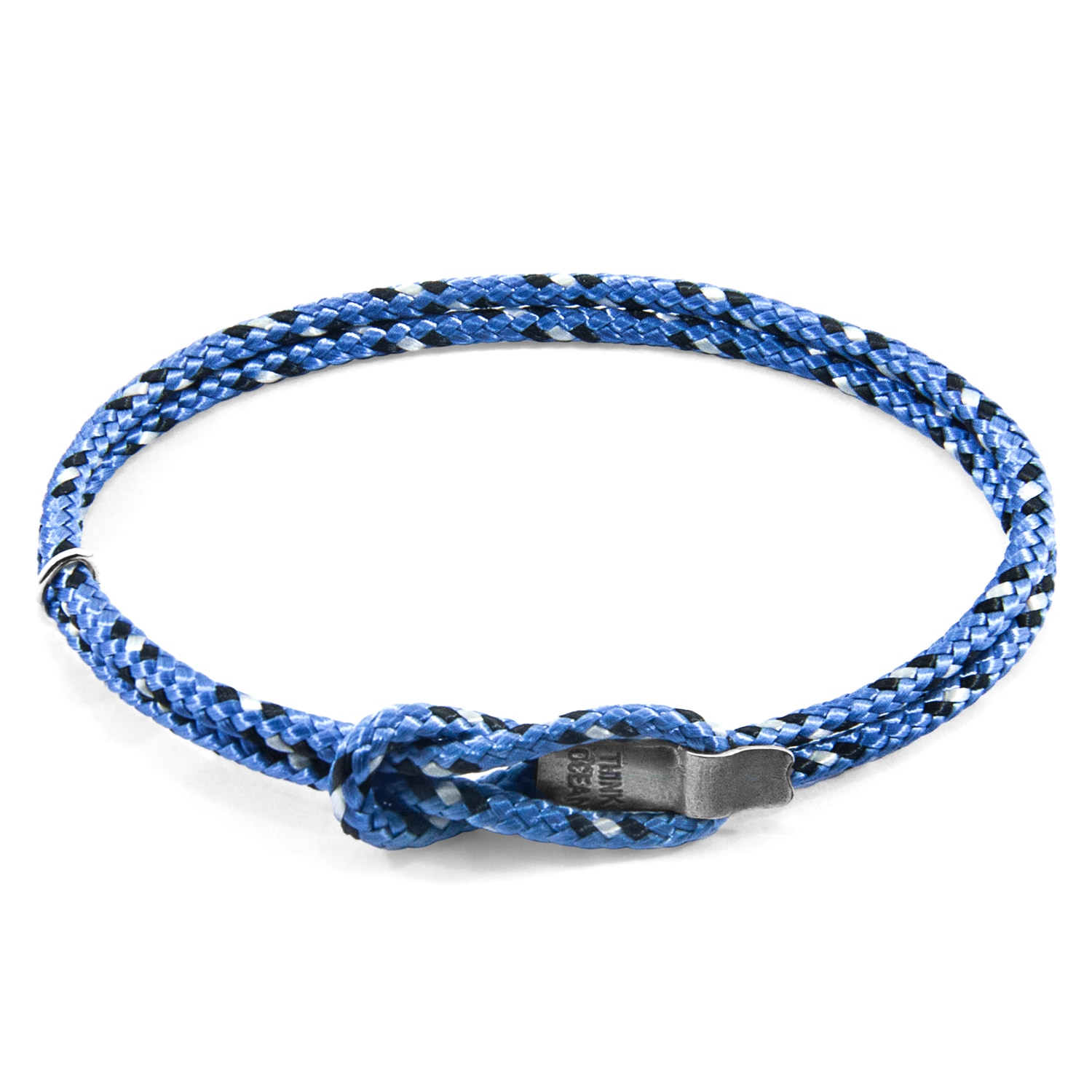 Anchor & Crew Blue Think Ocean Signature Silver & Rope Bracelet - Men In Blue