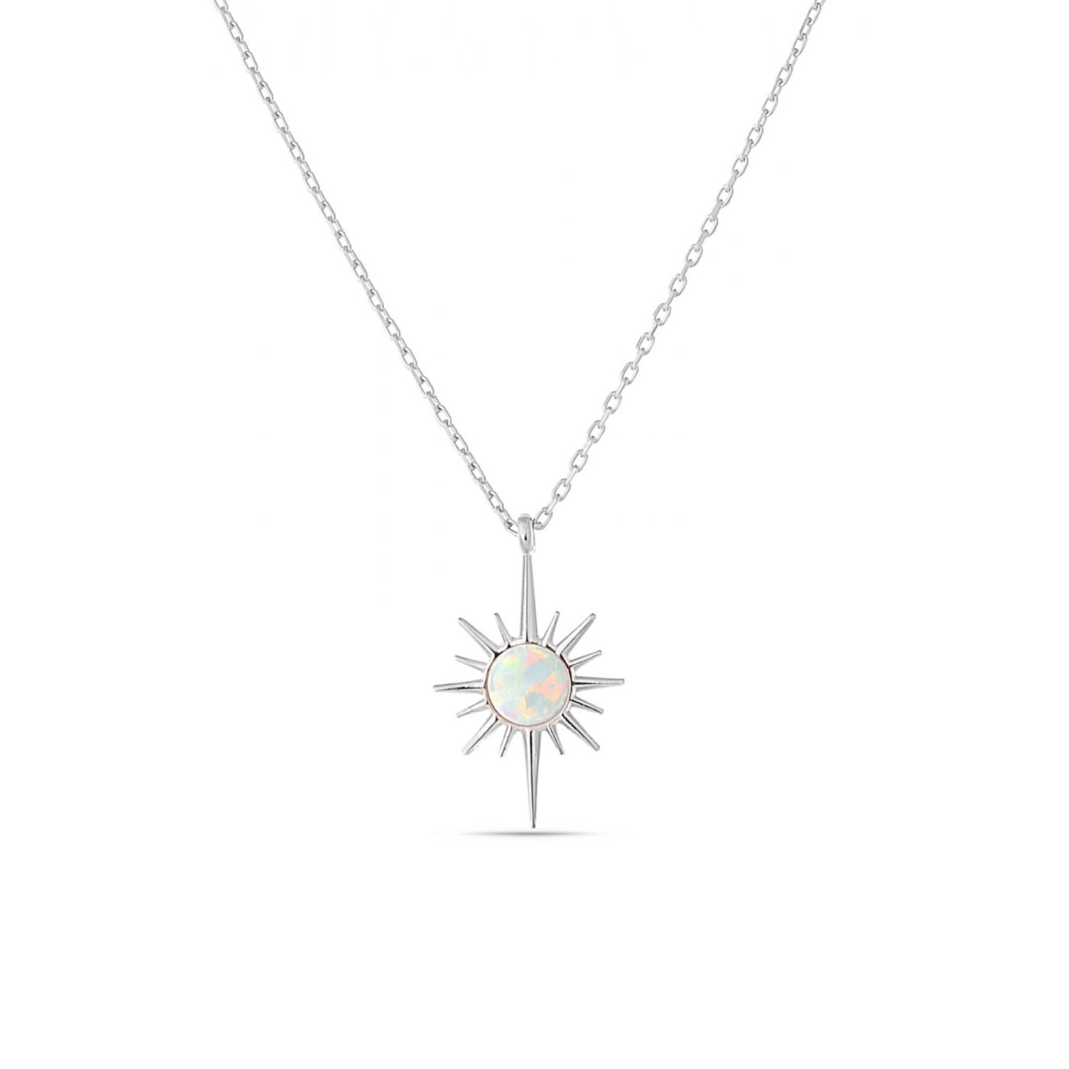 Women’s White Opal Northernstar Sterling Silver Pendant Necklace - Silver Spero London