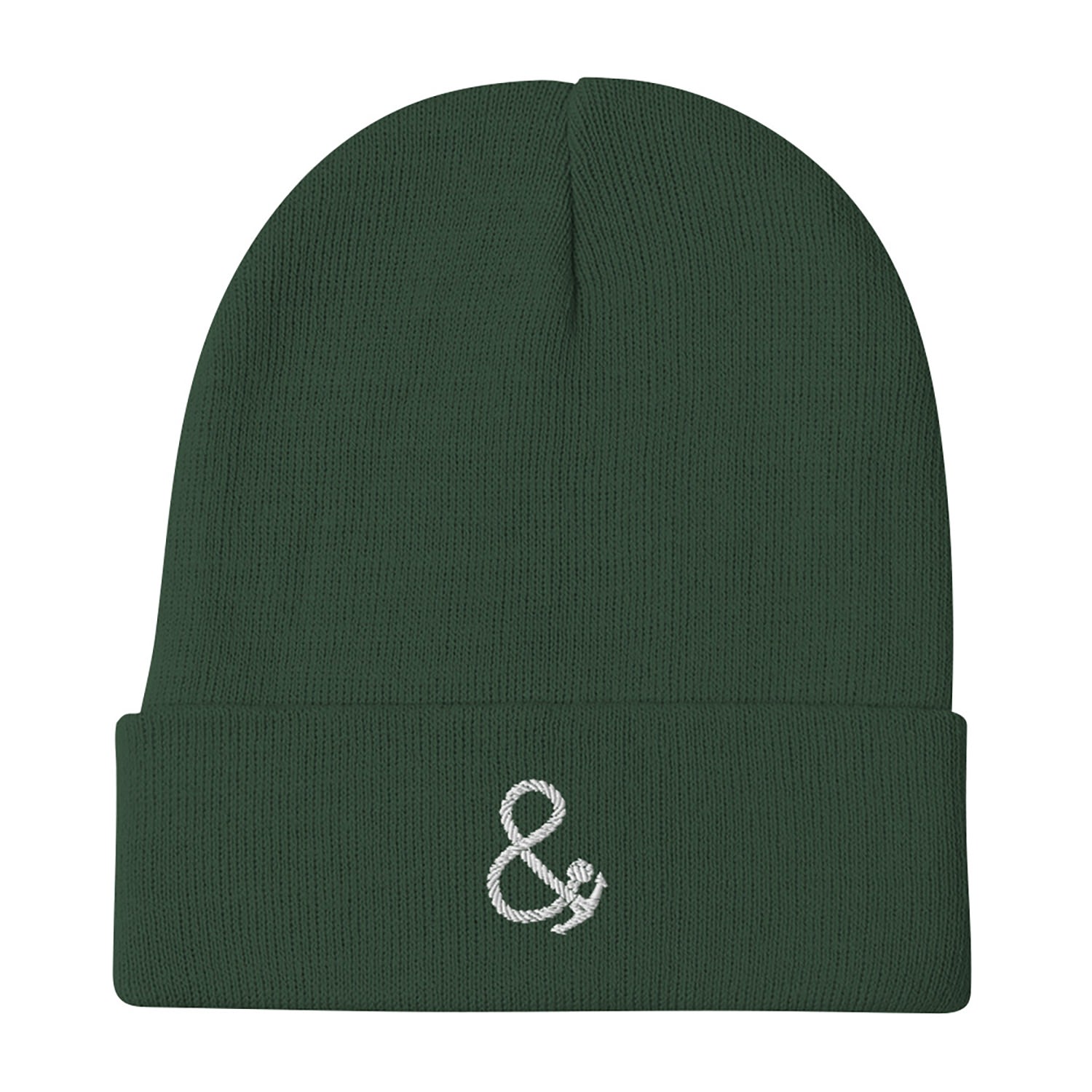 Anchor & Crew Dark Green Ampersand Signature Cotton Blend Embroidered Beanie - Men In Green