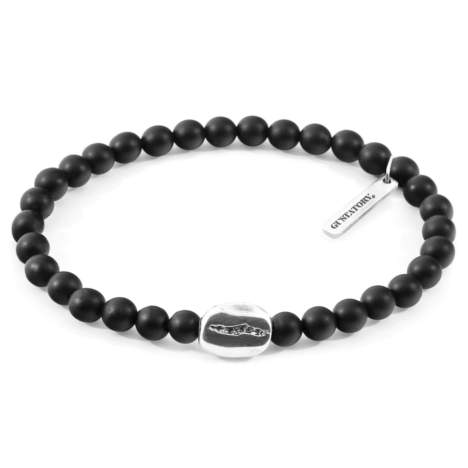 Anchor & Crew Women's Black Agate Gustatory Coffee Bean Silver & Stone Bracelet In Black