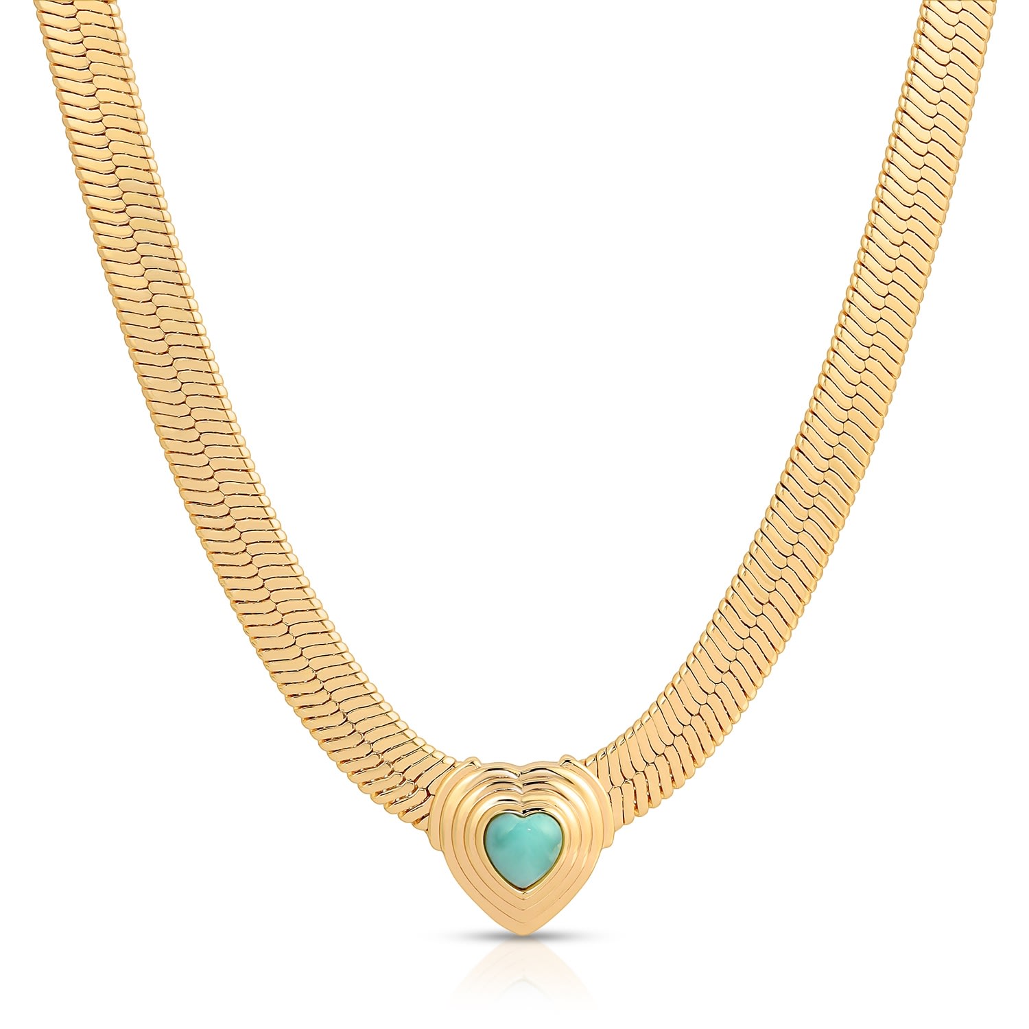 Glamrocks Jewelry Women's Heart Of Stone Necklace- Larimar - Gold In Gray