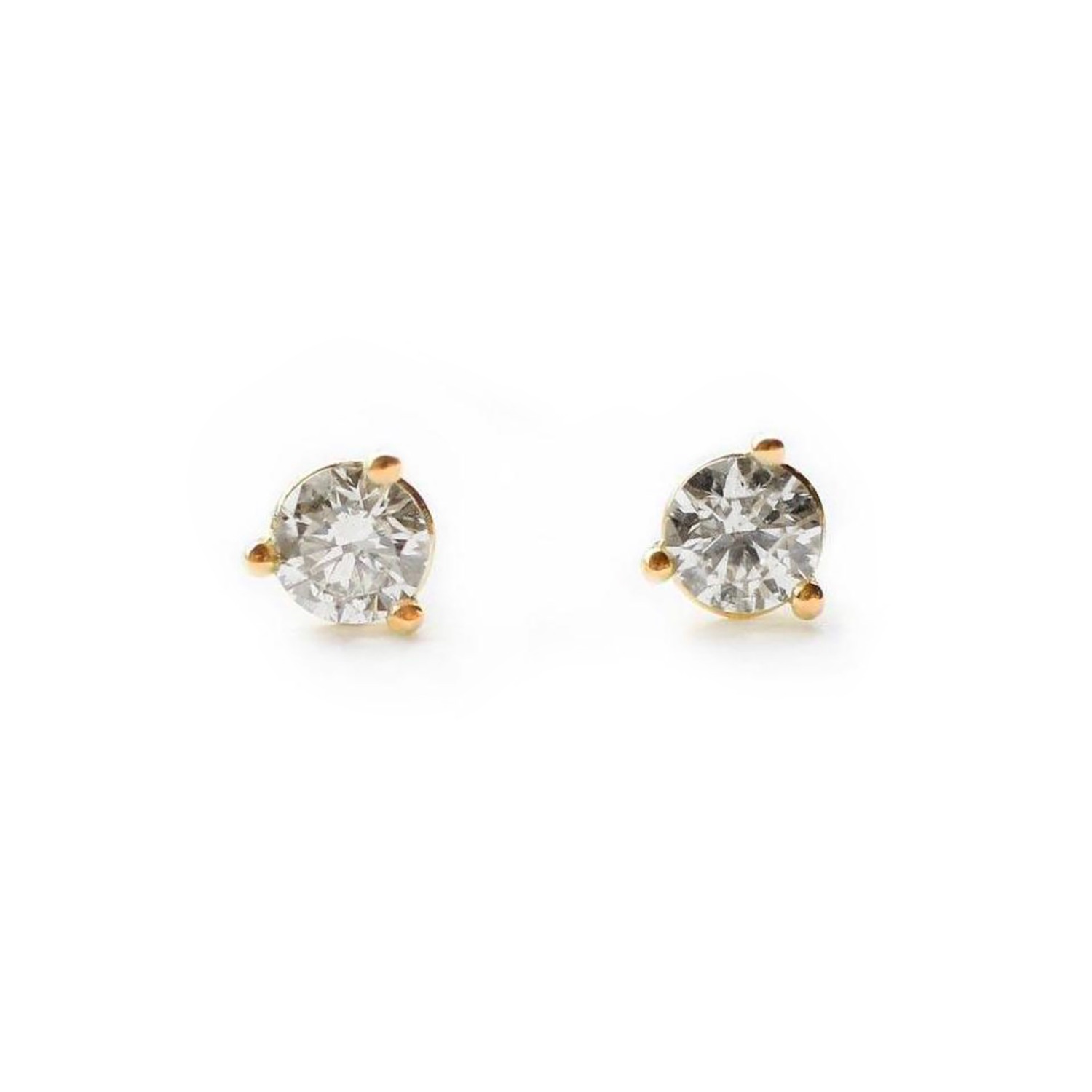 Natural Diamond Stud White Solid Gold Earrings - Screw Back