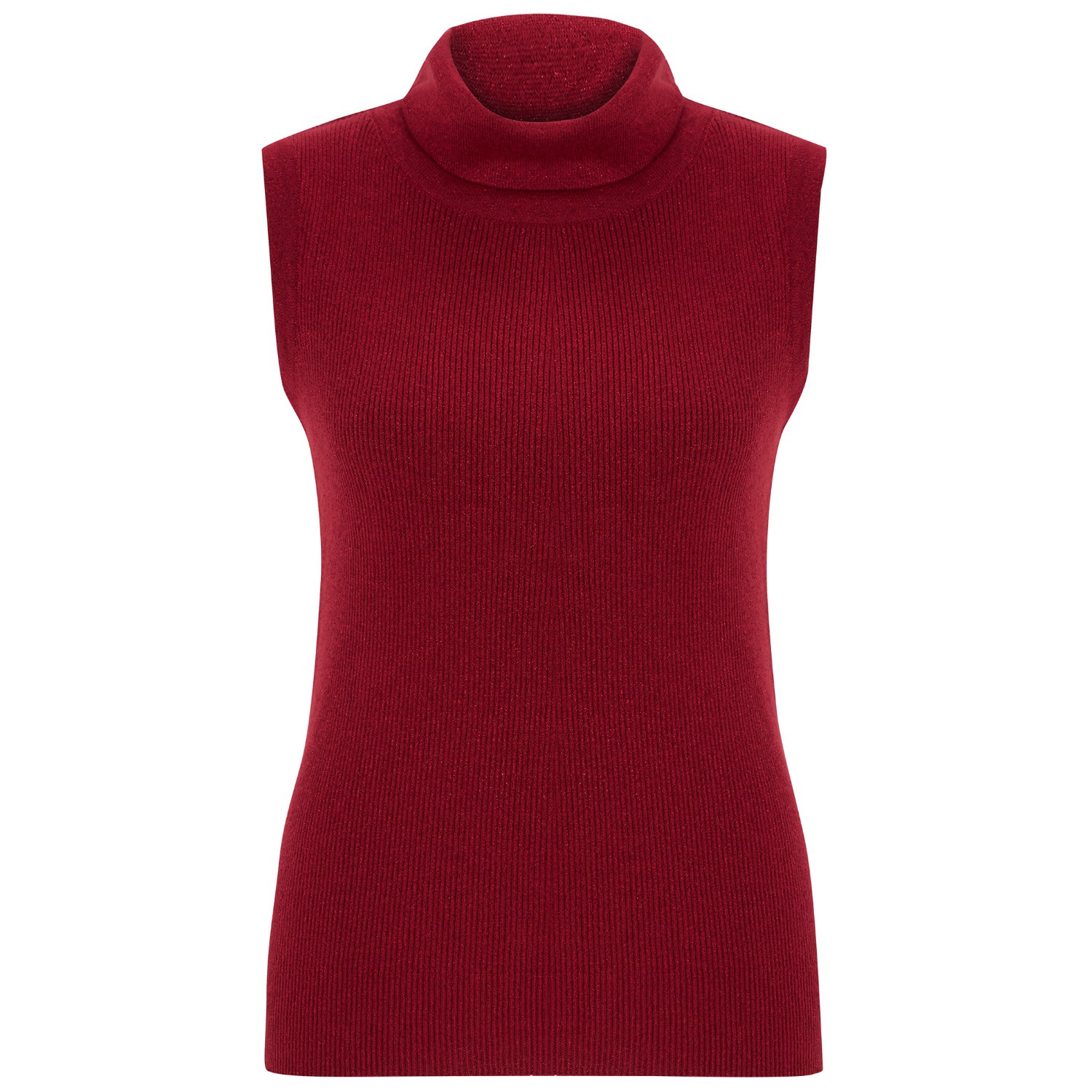 Women’s Roll Neck Sleeveless Knitwear Sparkle Blouse - Red Small Peraluna