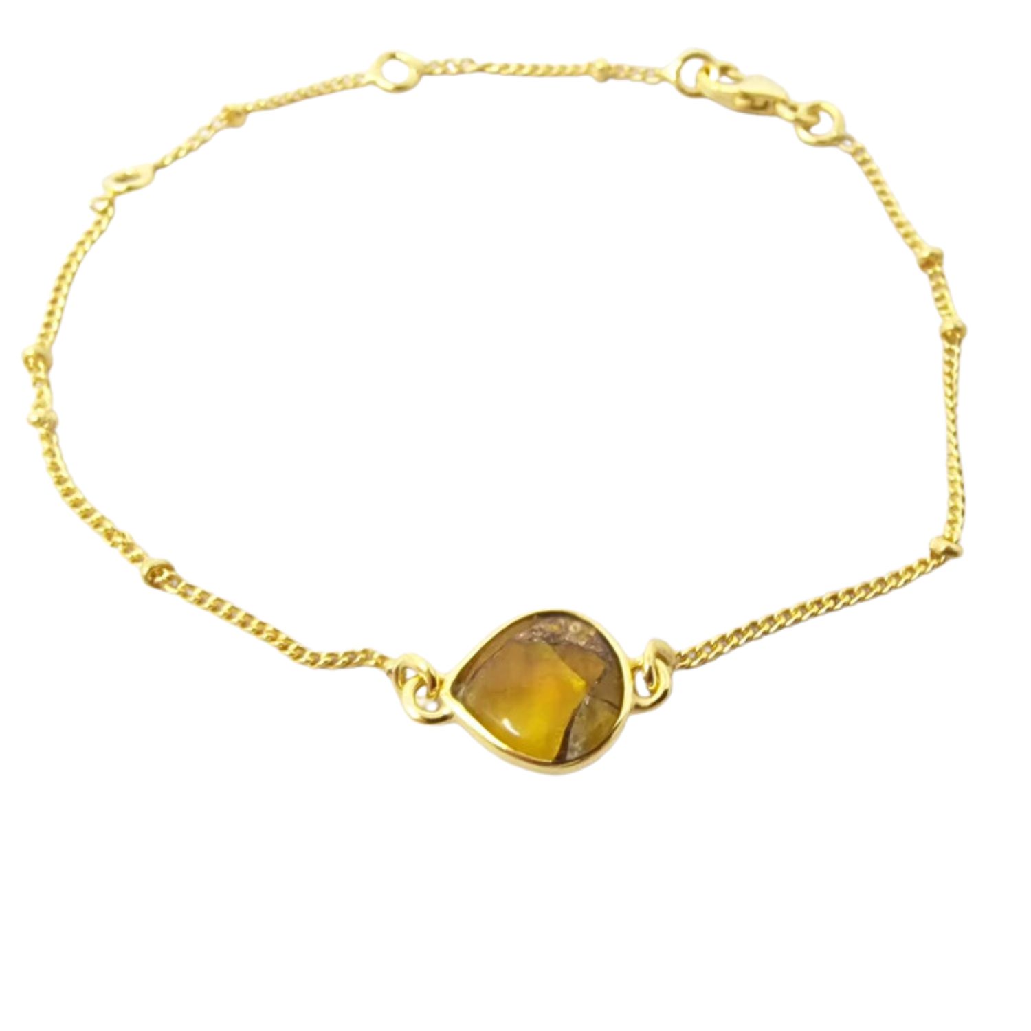 Women’s Yellow / Orange Gold Vermeil Plated Adjustable Citrine November Birthstone Bracelet Harfi