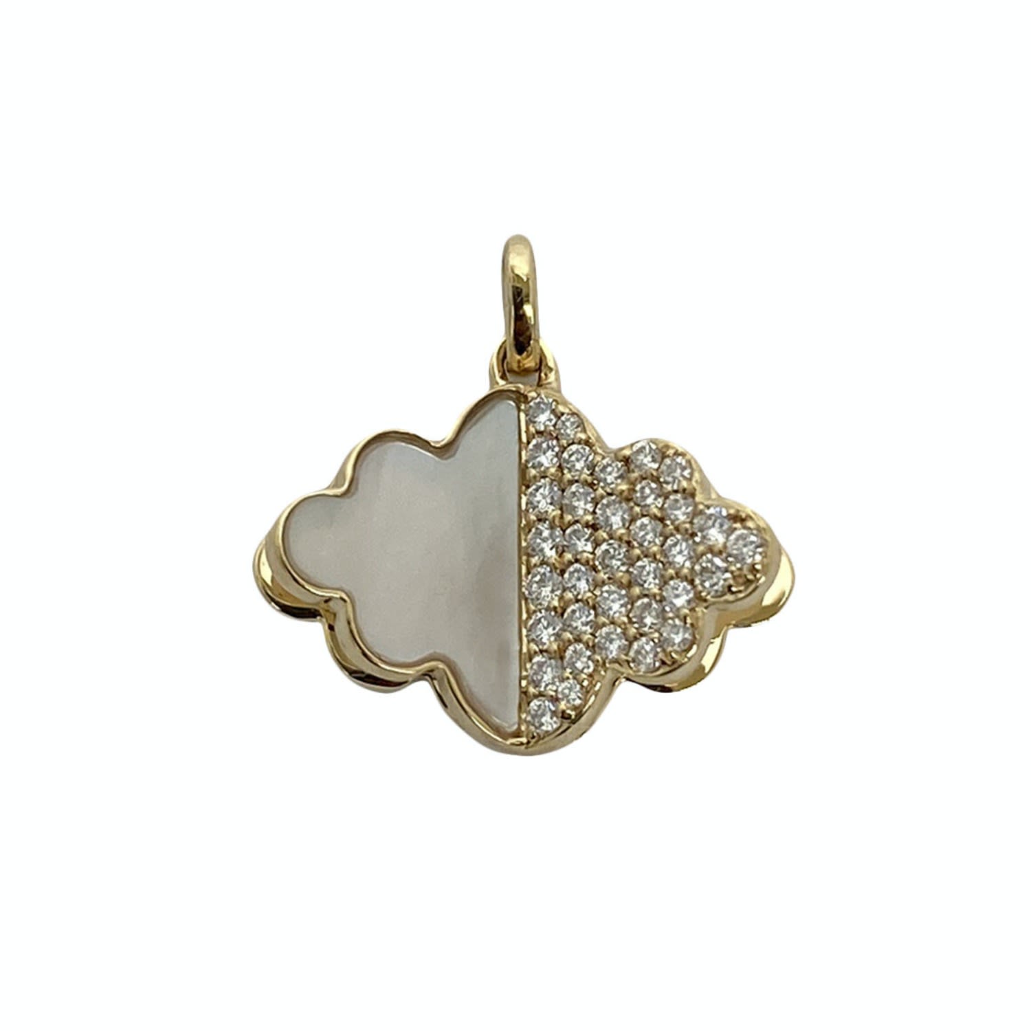 Women’s Gold Memento Half Mother Of Pearl Half Diamond Cloud Charm Pendant Rinoor