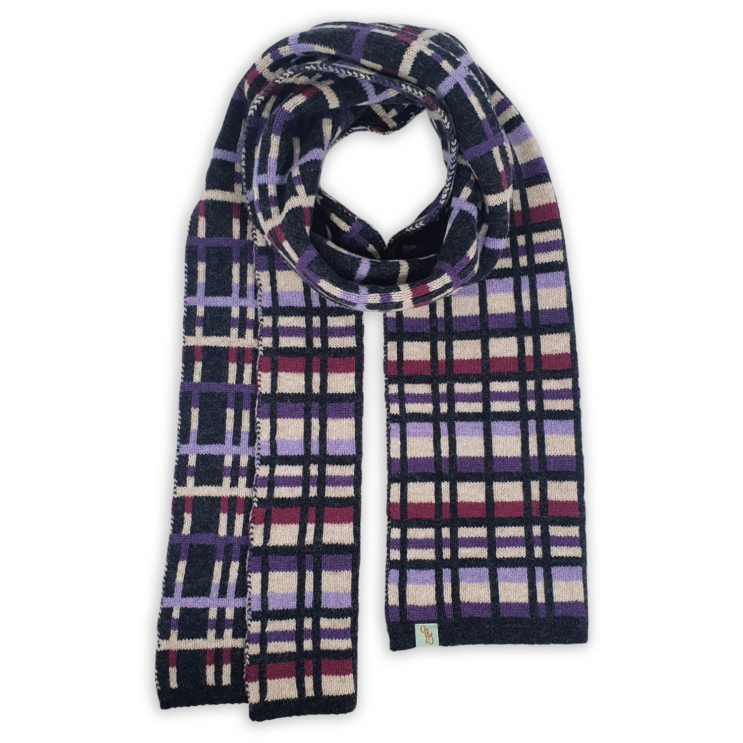 Otto & Spike Women's Grey / Pink / Purple Scarves - Plaid Up - Charcoal Grey In Multi