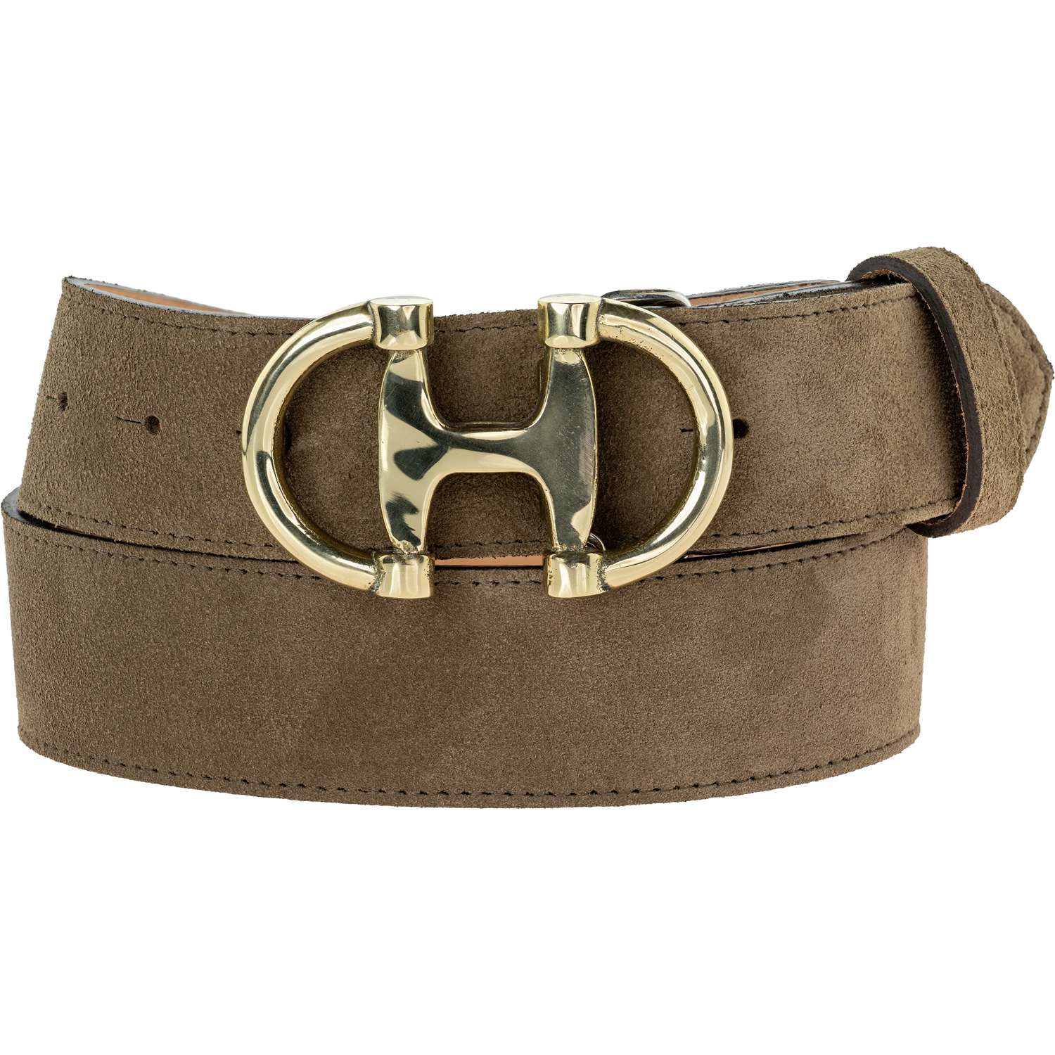 Peachy Belts Ltd Women's Brown Mink Suede Belt & Gold Double D Buckle In Brown