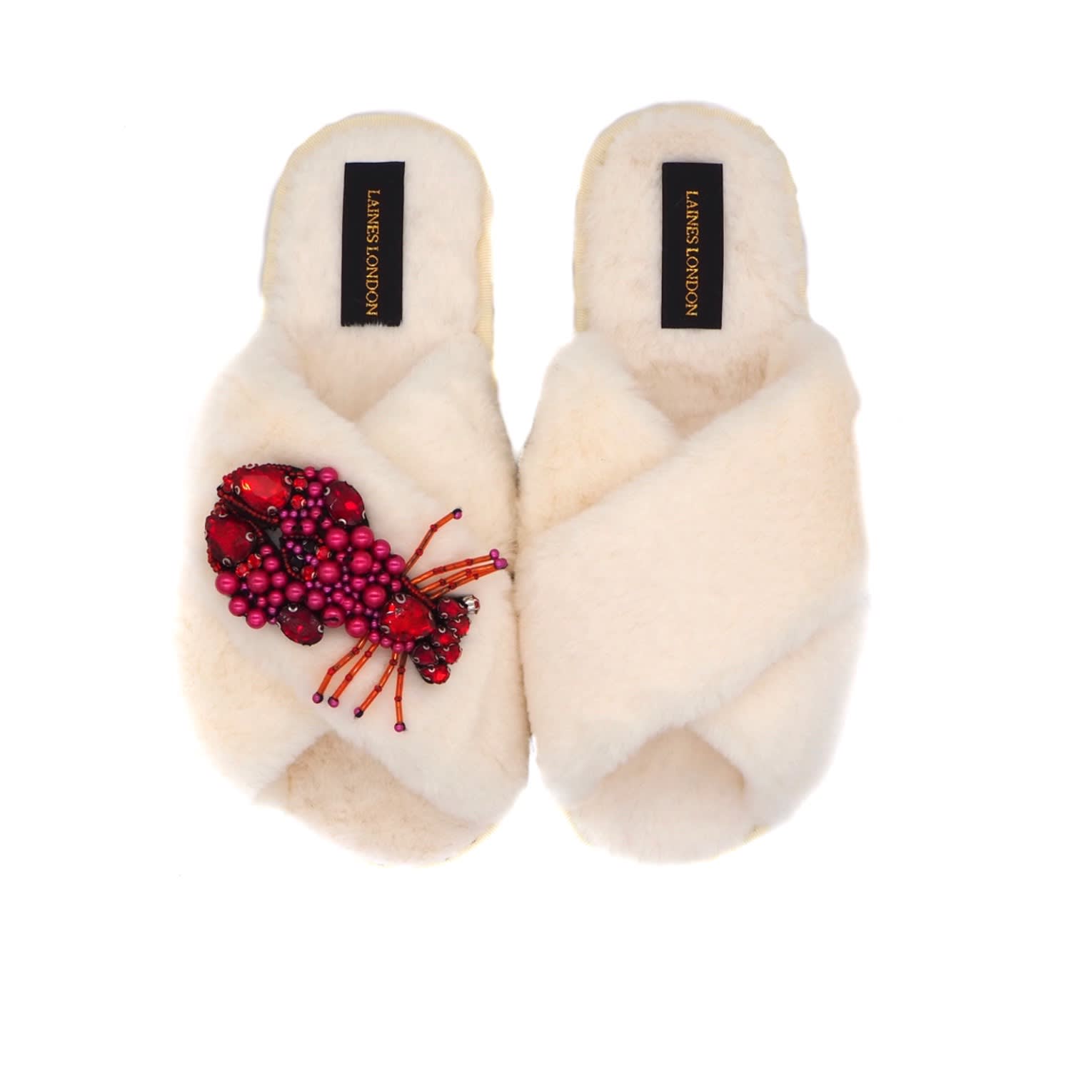 cream fluffy slippers