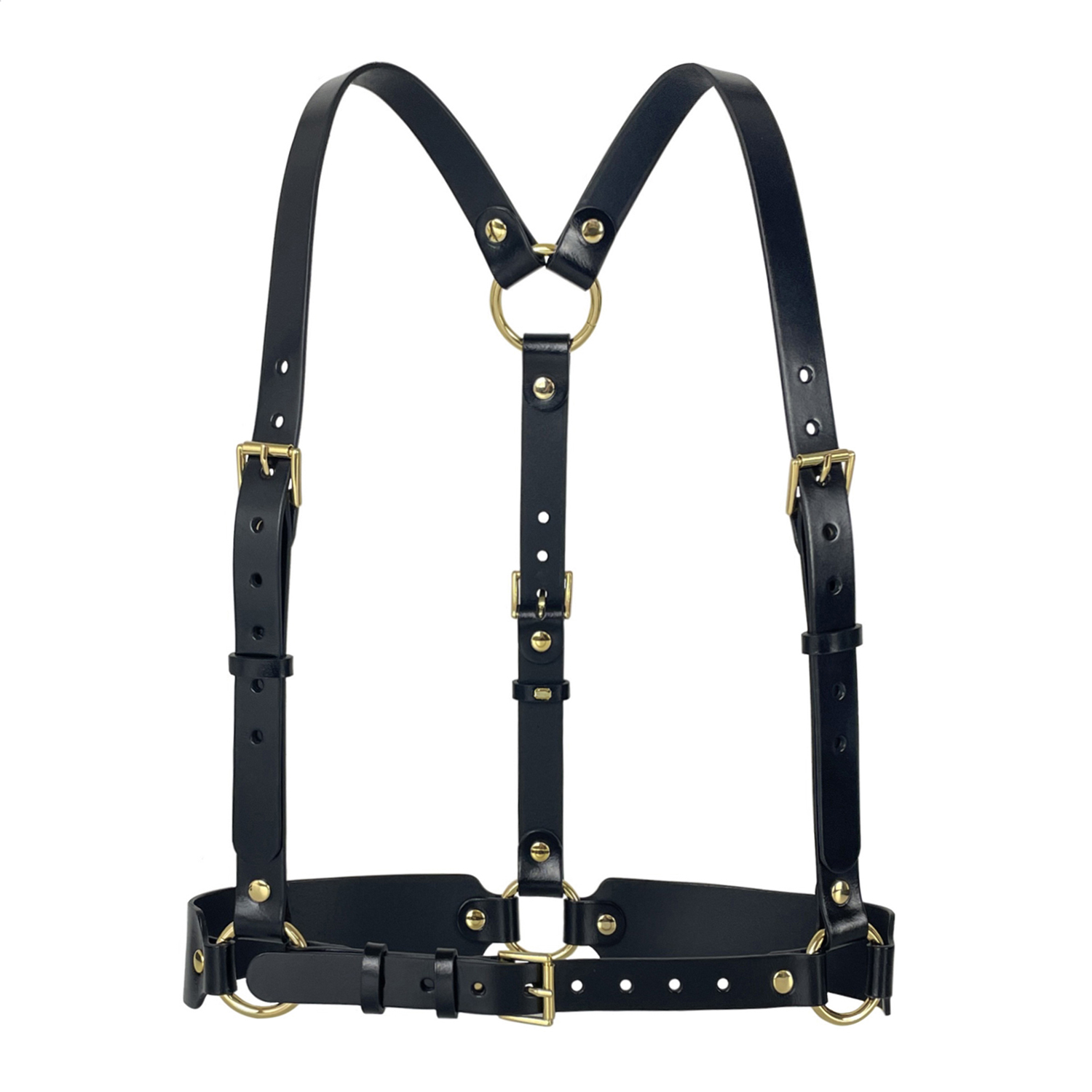 NWT Black Faux Leather Harness, 32 Apatico - Donna Harness - Ribbon Bow - Black Leather - Clear PVC main image 2