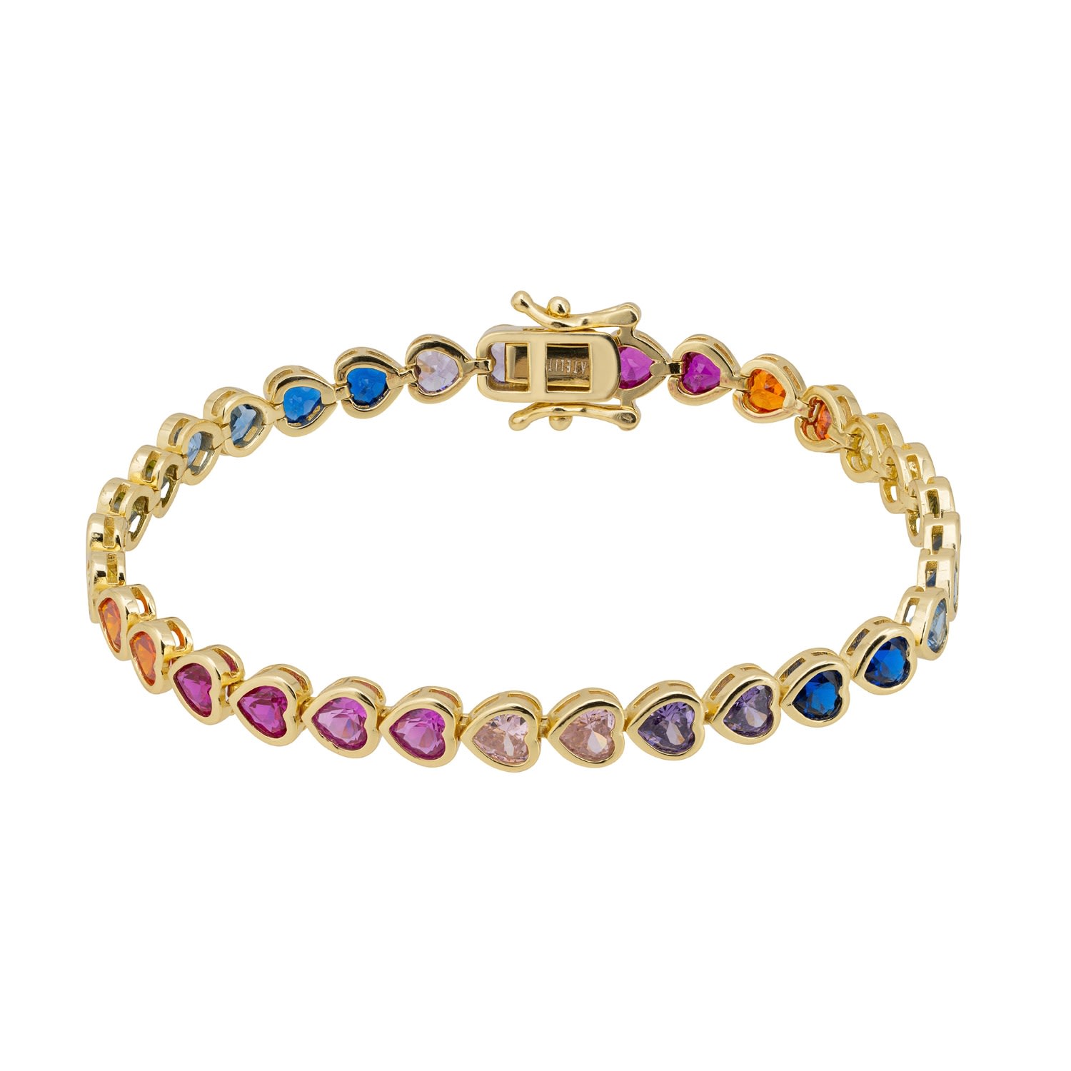 Latelita Women's Heart Garland Tennis Bracelet Multicoloured Gold In Gold