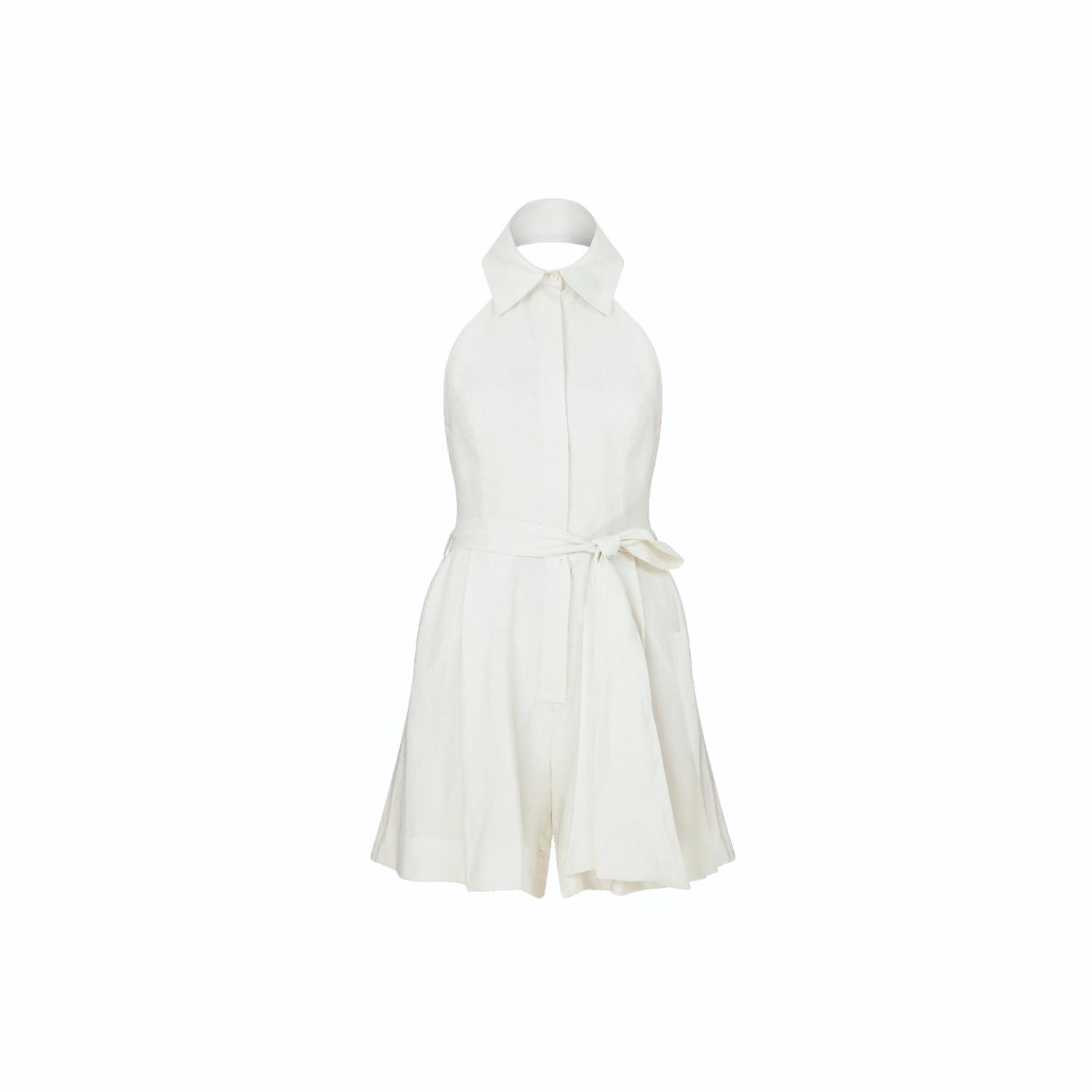 Nazli Ceren Mindy Linen Playsuit In White Sand In White