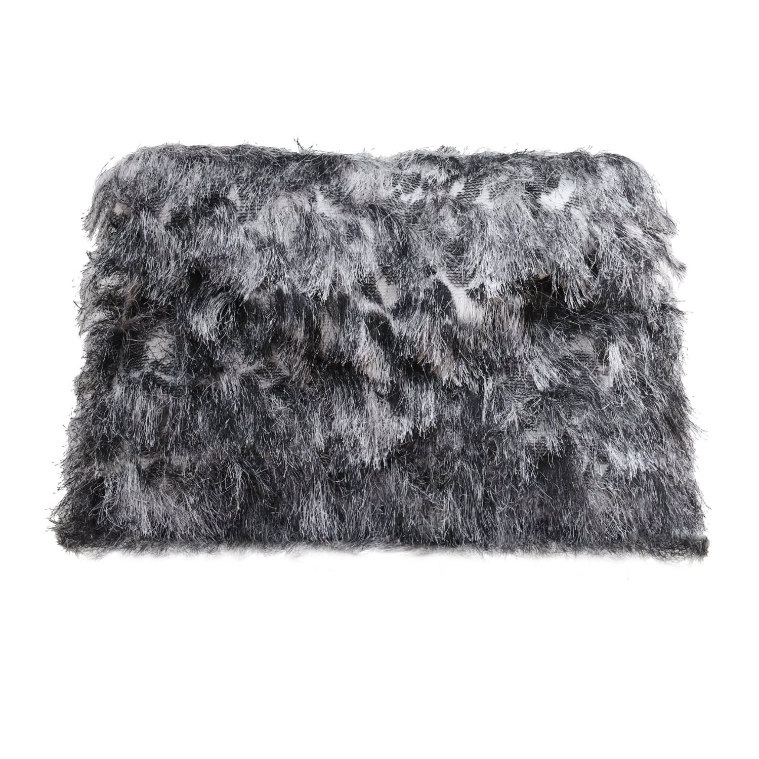 Julia Allert Women's Black / White Textured Fur-effect Envelope Clutch Bag - Black White In Multi