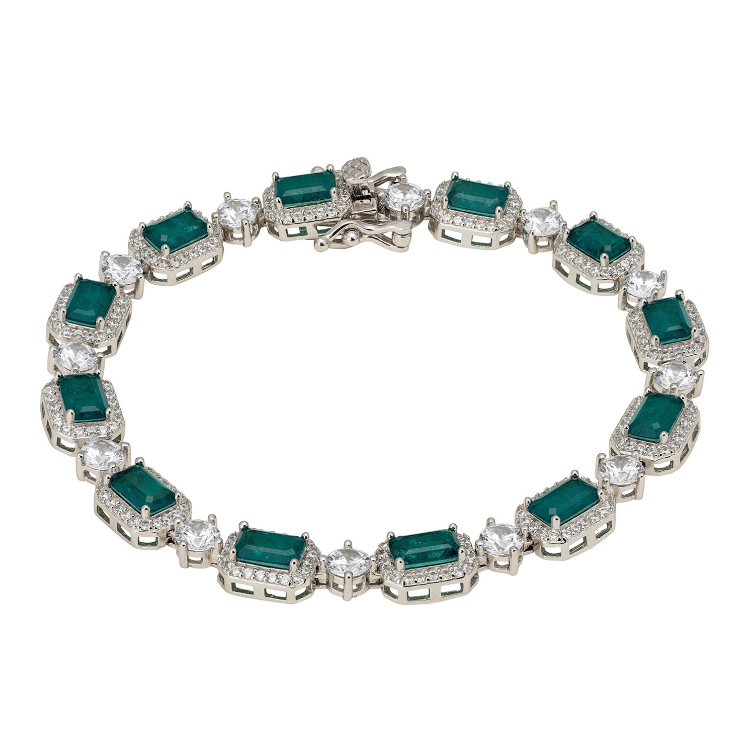 Women’s Green / Silver / White Elena Gemstone Bracelet Emerald Silver Latelita