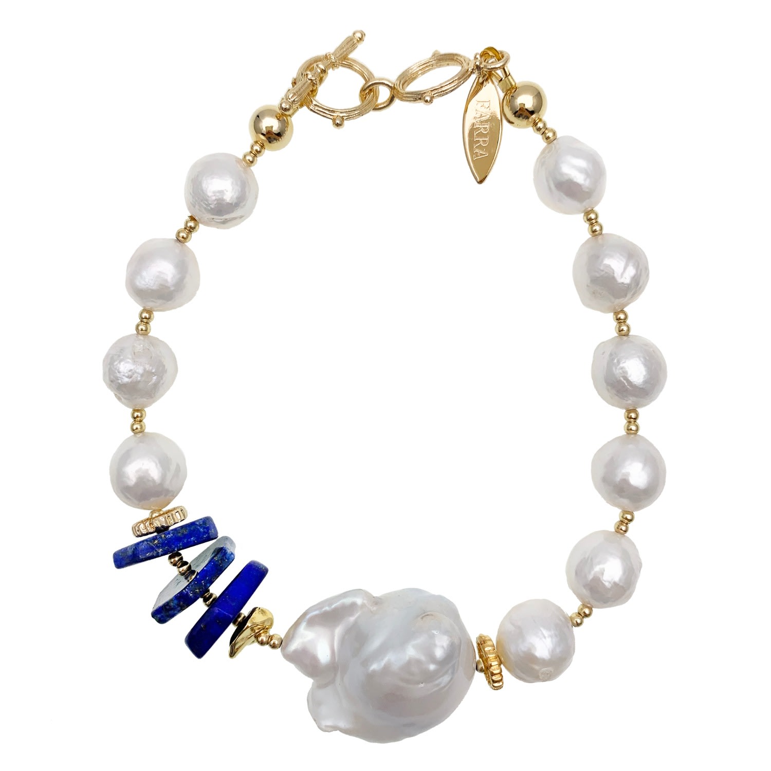 Women’s Blue Freshwater Pearls With Lapis & Baroque Pearl Bracelet Farra