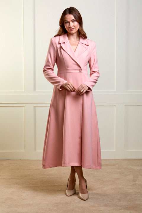 Guinea Linen Look Dress Coat - Pink