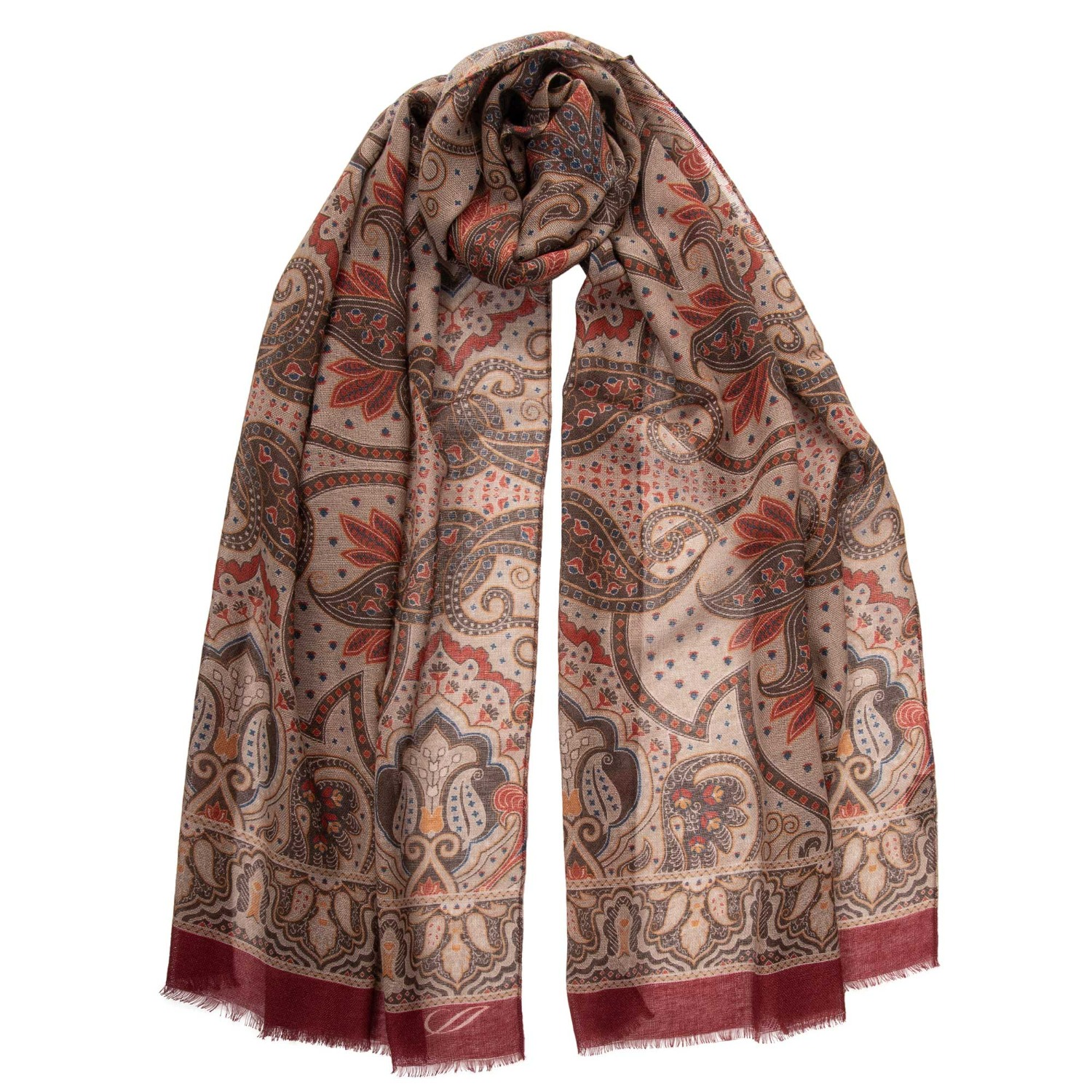 Elizabetta Sondrio - Wool Backed Silk Scarf - Chocolate - Brown