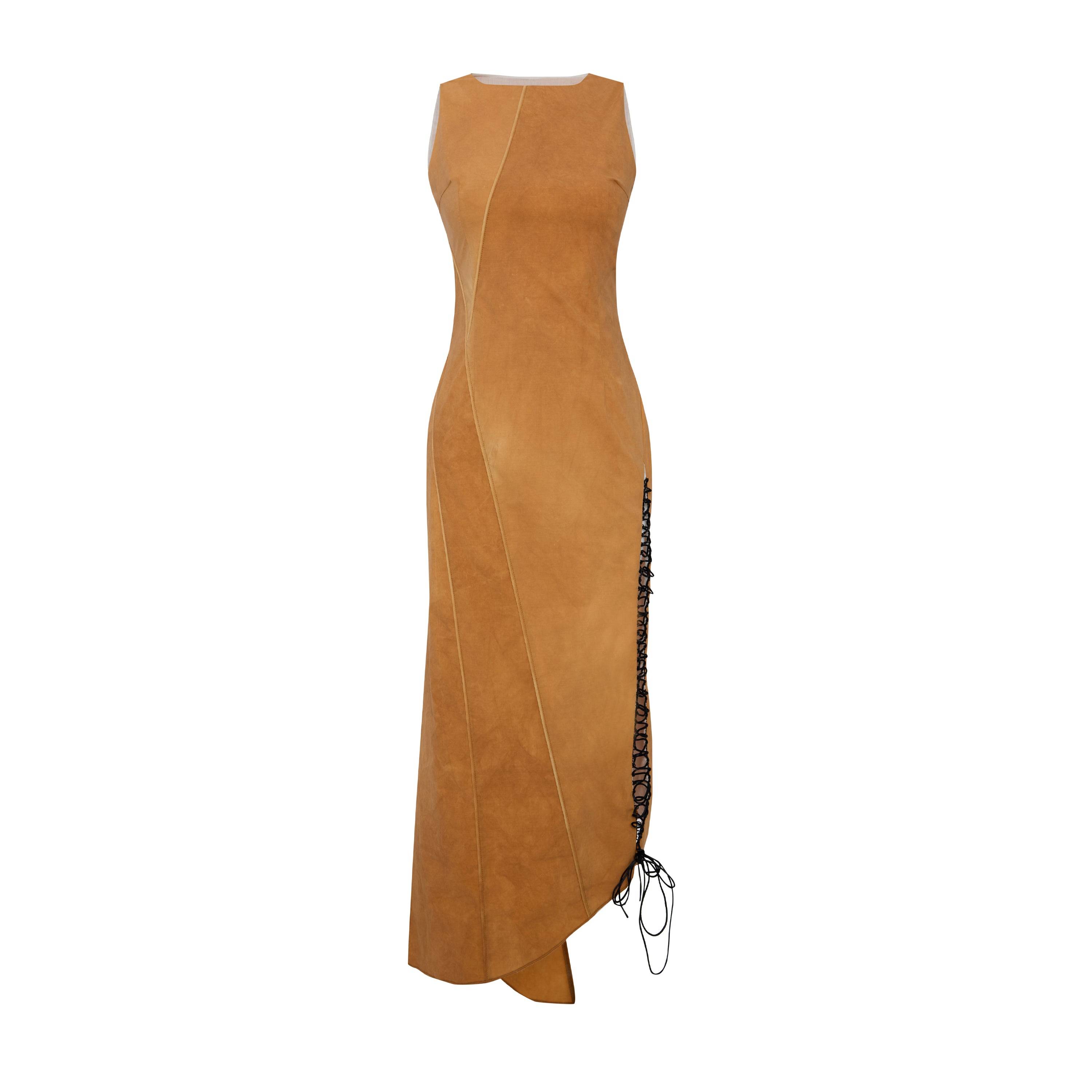 Pcfg Women's Cotton Long Dress With Slit Detail - Orange In Multi
