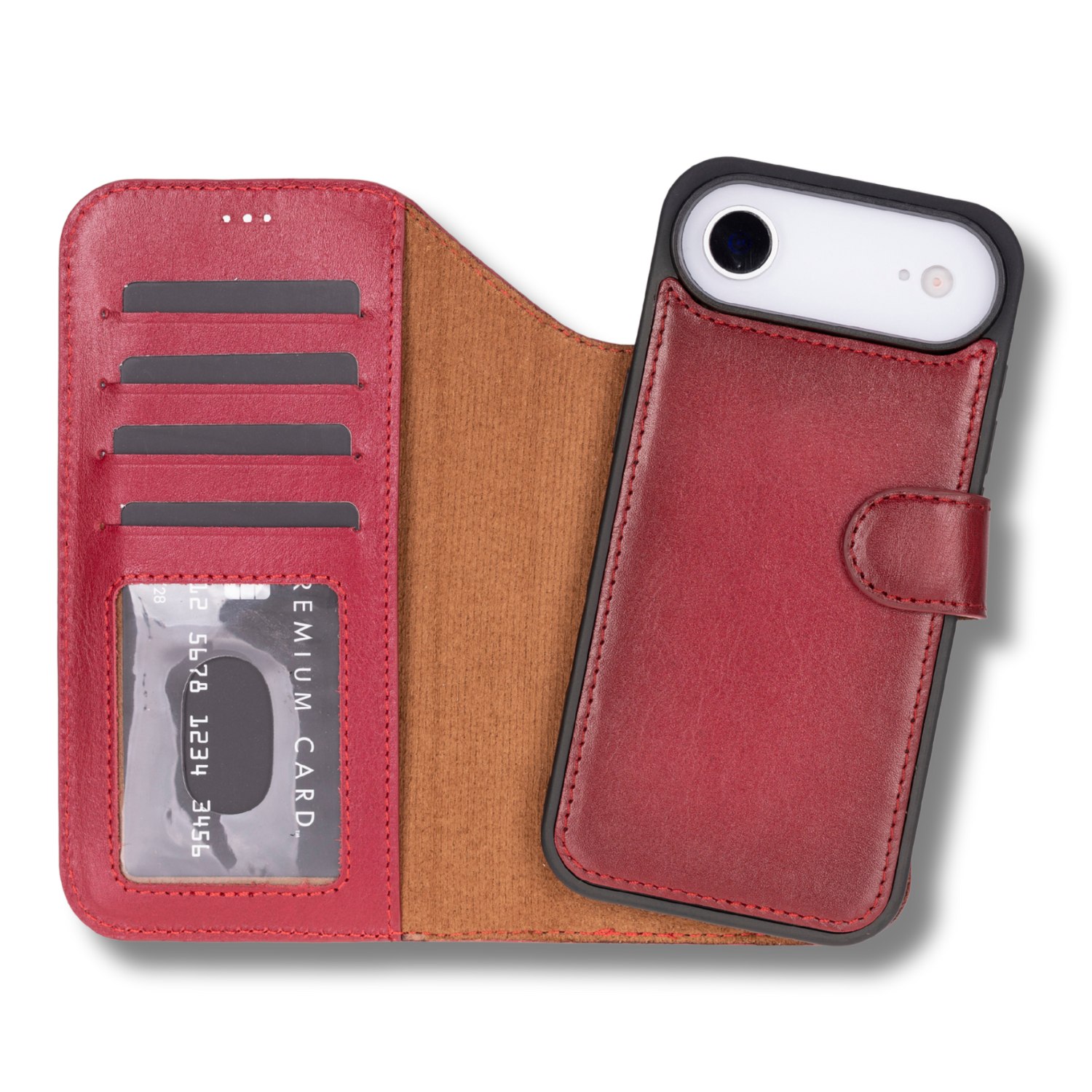 Leathere Premium Leather Iphone Air Wallet Case – Red - Austin In Red