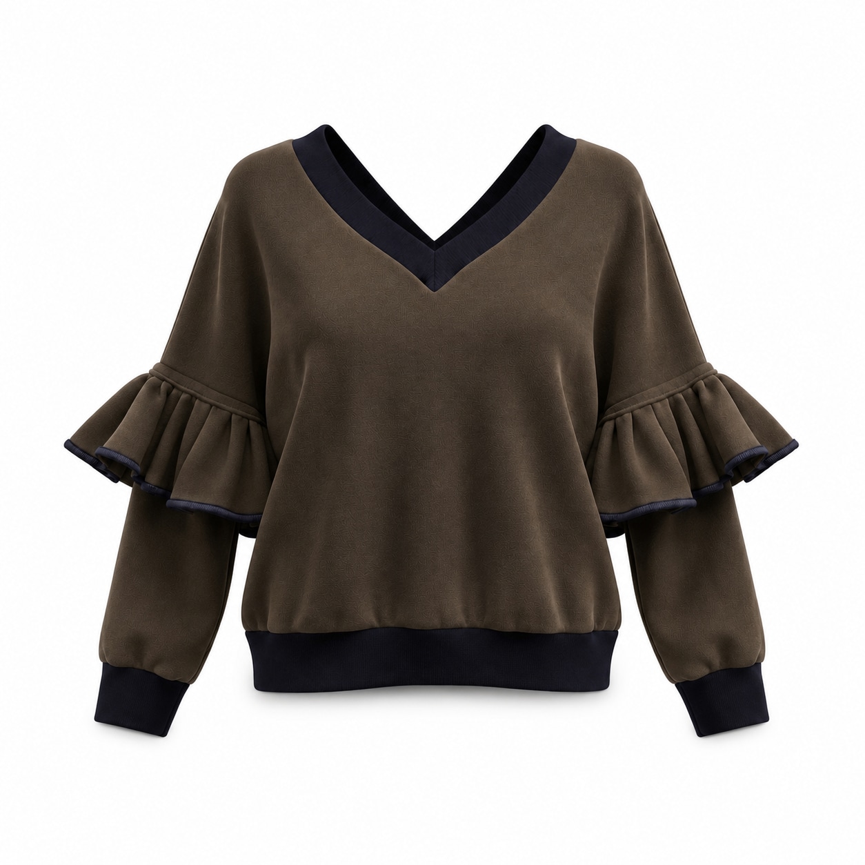 Beira Women's Green Victoria Ruffle Sleeve Sweatshirt – Khaki