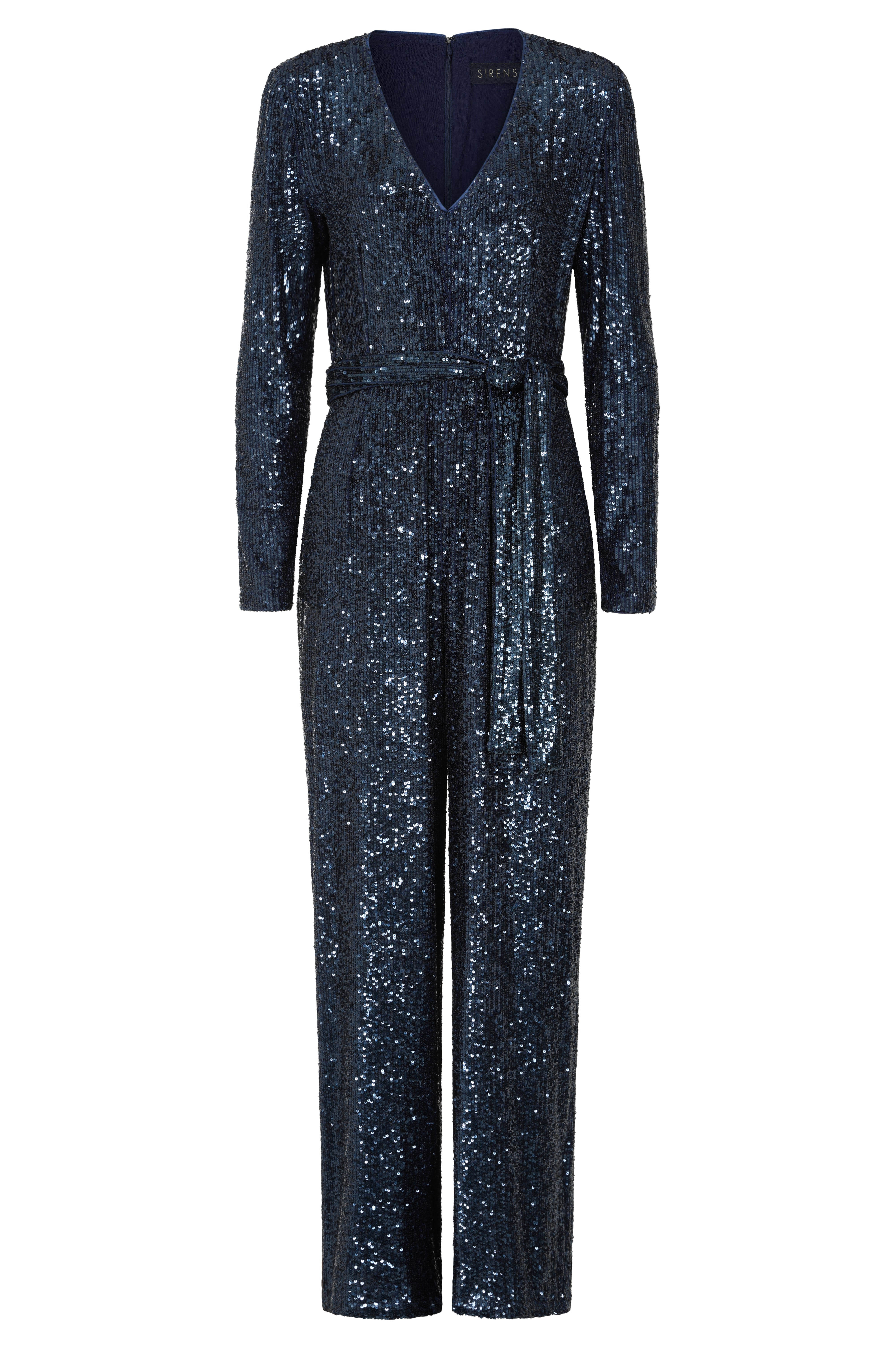 Sirens London Women's Blue New York Jumpsuit In Navy Sequins In Blue