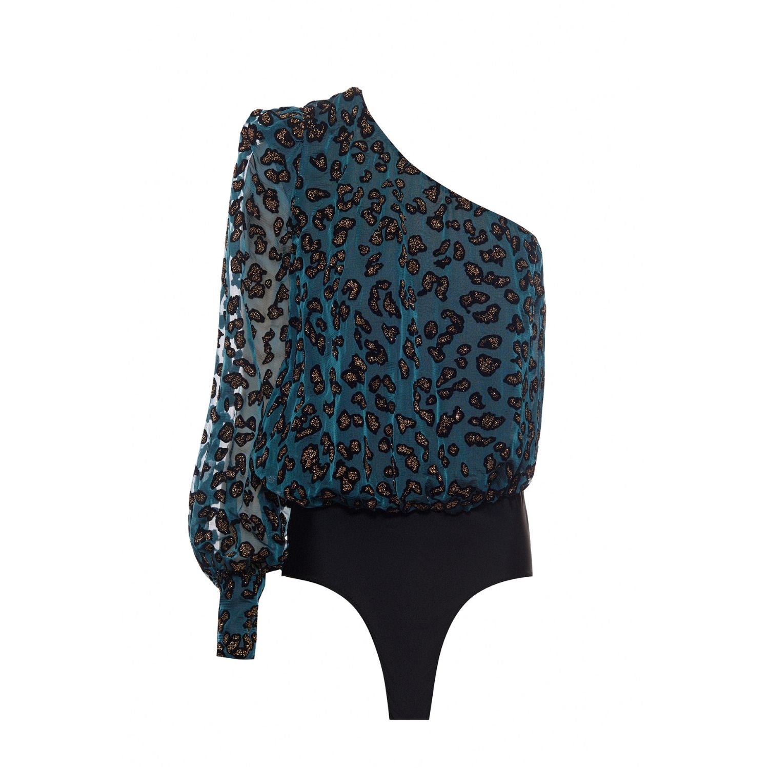 Women’s Green Leopard Print Silk Bodysuit Extra Small Epuzer