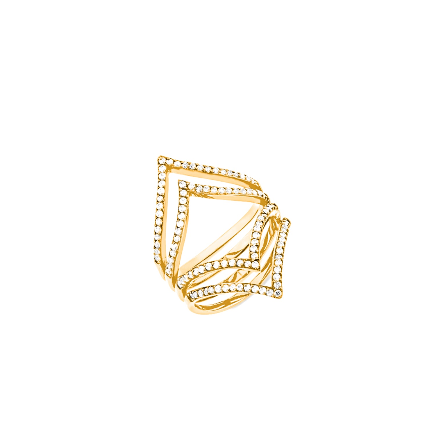Sally Skoufis Women's Shine Ring With Man Made Cz Diamond Stimulant In Sterling Silver & 18k Gold Vermeil In Gold