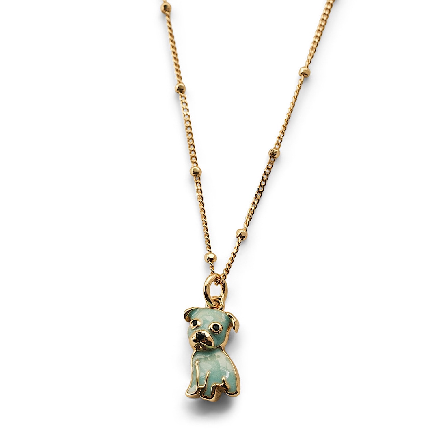 Cloud Haven Women's Blue / Green / Gold  Mini Pittie Sweetie Pendant In Swirl Pop Turquoise