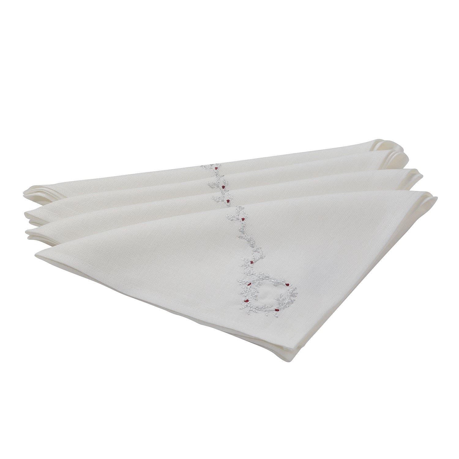 White Wreath Berry Napkins Irish Linen House