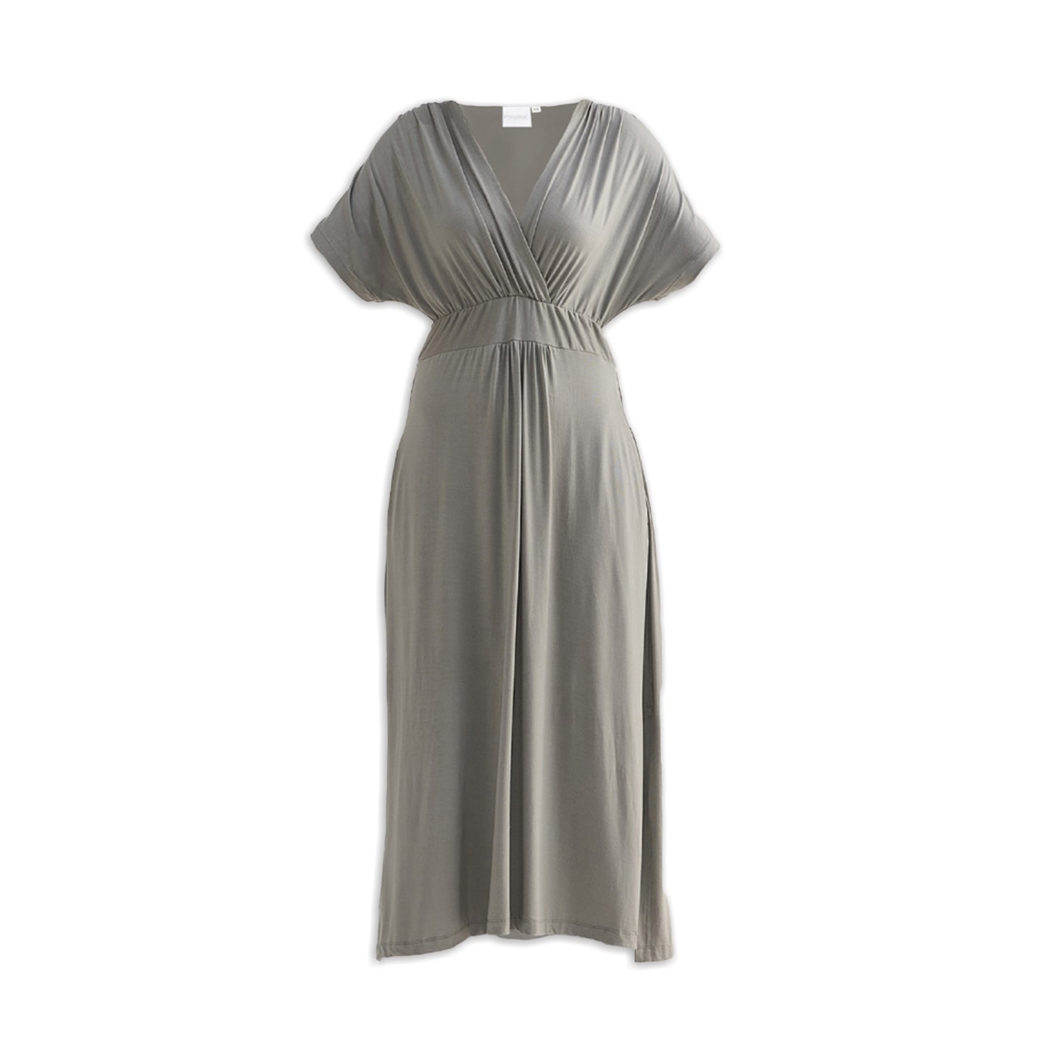 Reistor Women's Green Flowy A-line Maxi Dress With Side Slits In Light Olive In Green
